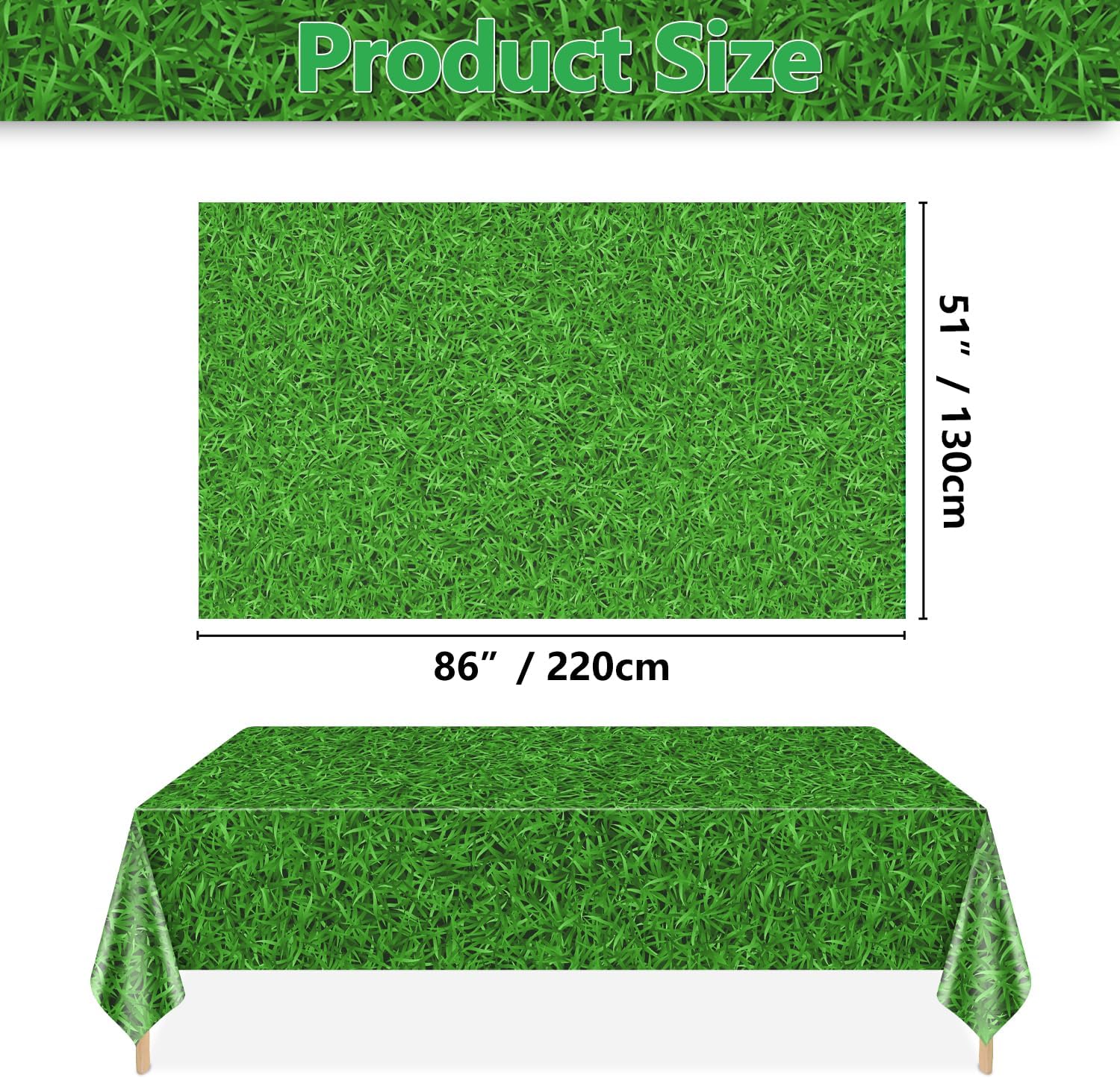 4 Pcs Green Grass Tablecloths for Golf Party Decorations