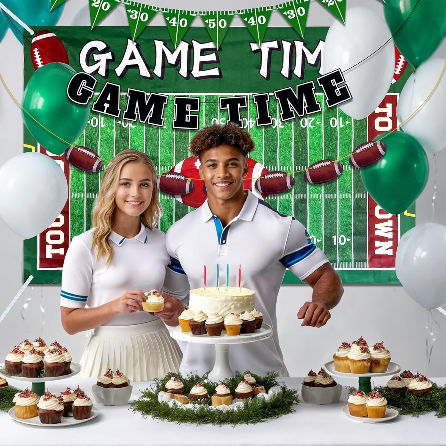 7 PCS Football Party Decorations Banner Backdrop