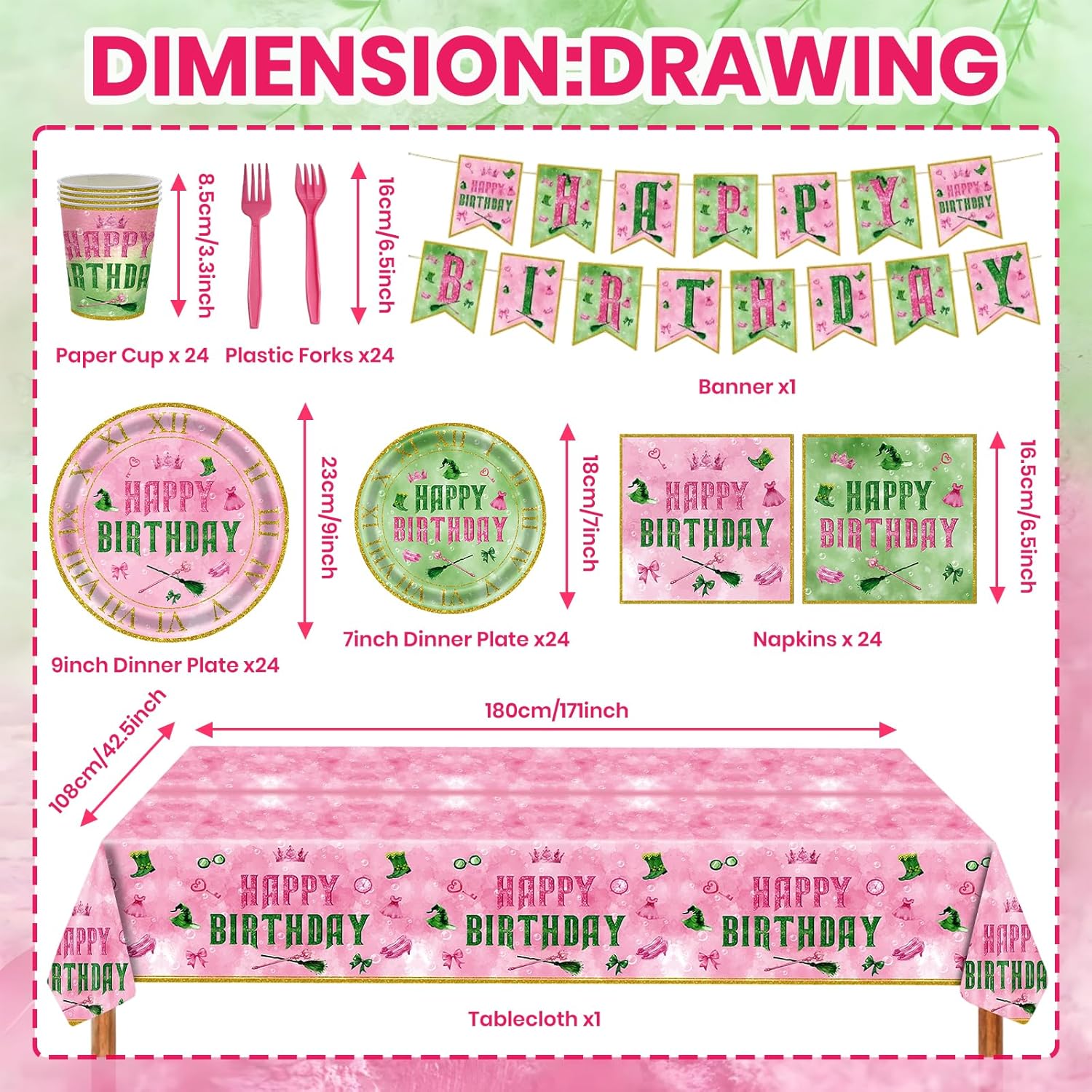 122Pcs Wicked Party Decorations Set