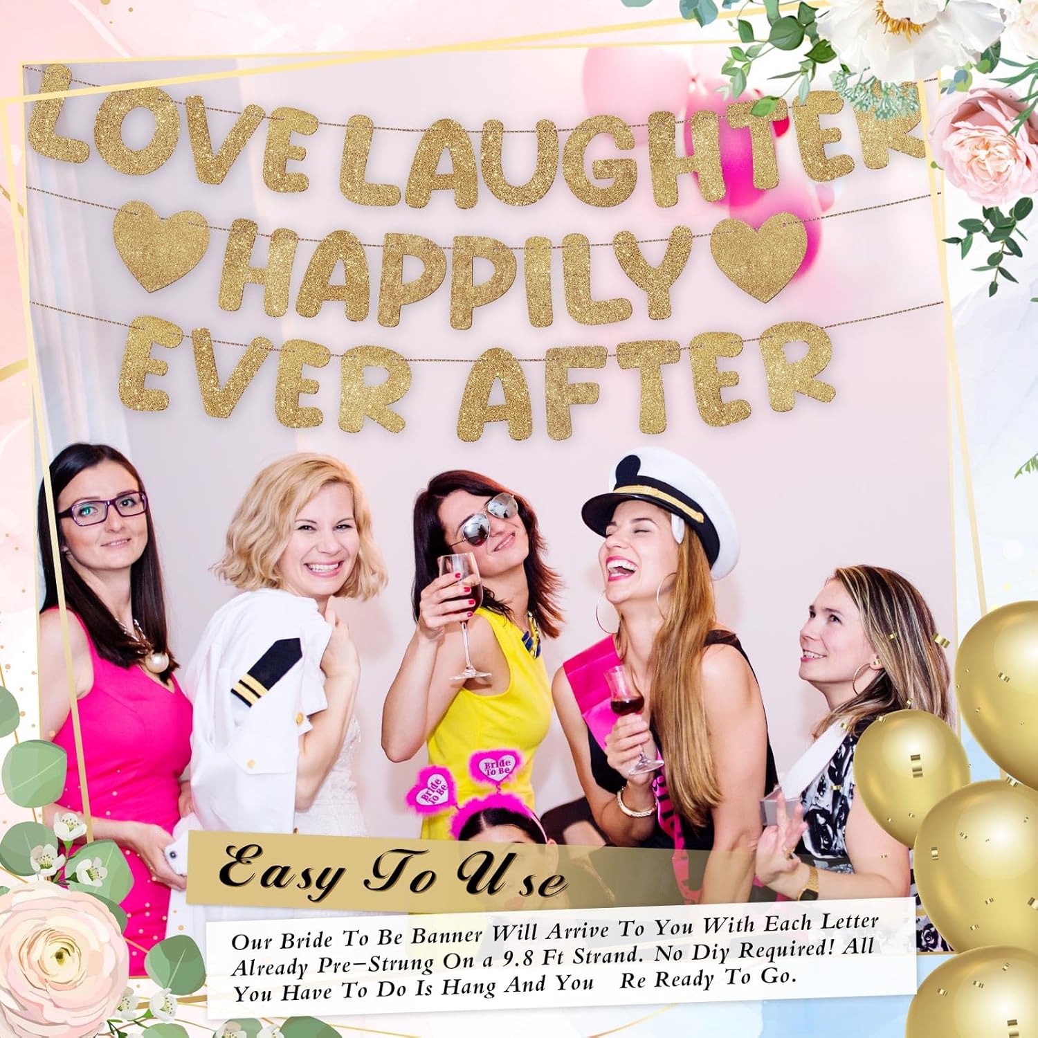 Breling Champagne Gold Bridal Shower Banner Set