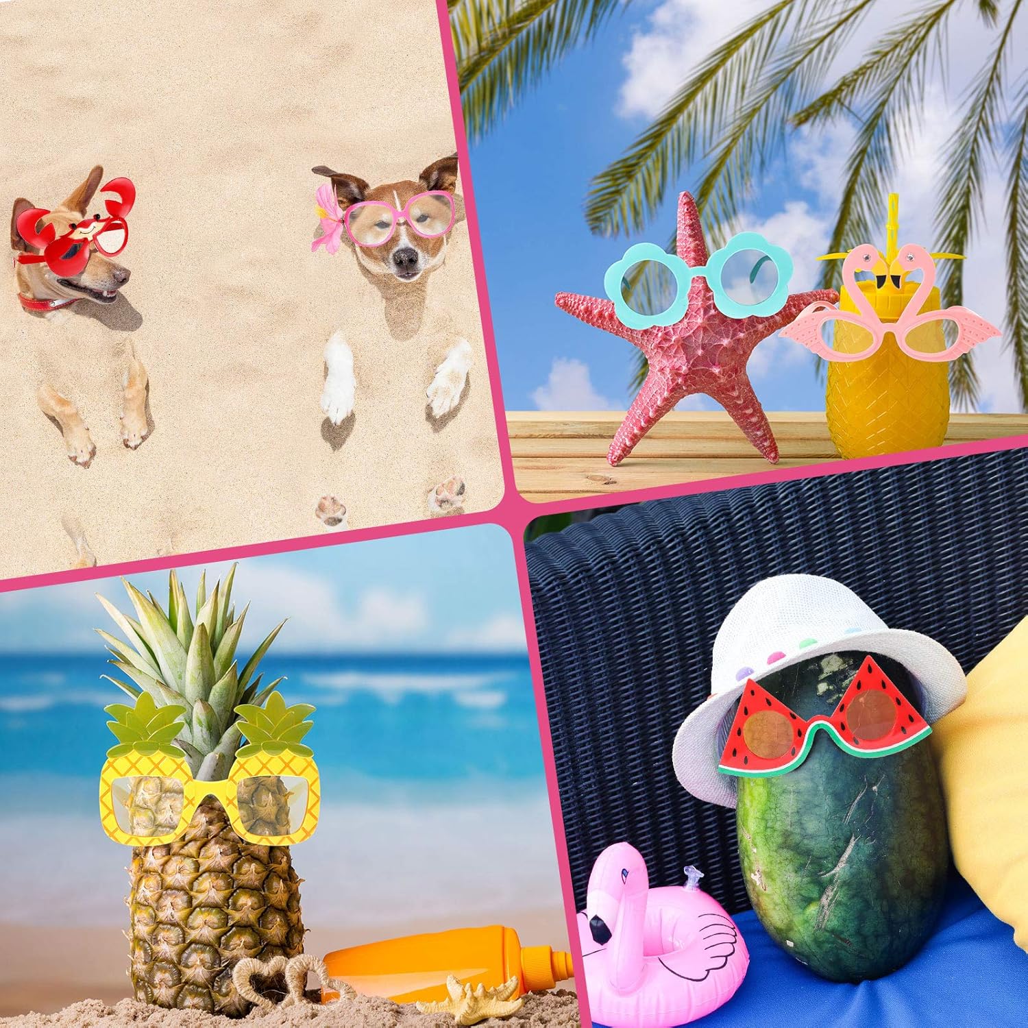 8 Pairs Luau Party Sunglasses for Beach Theme Events