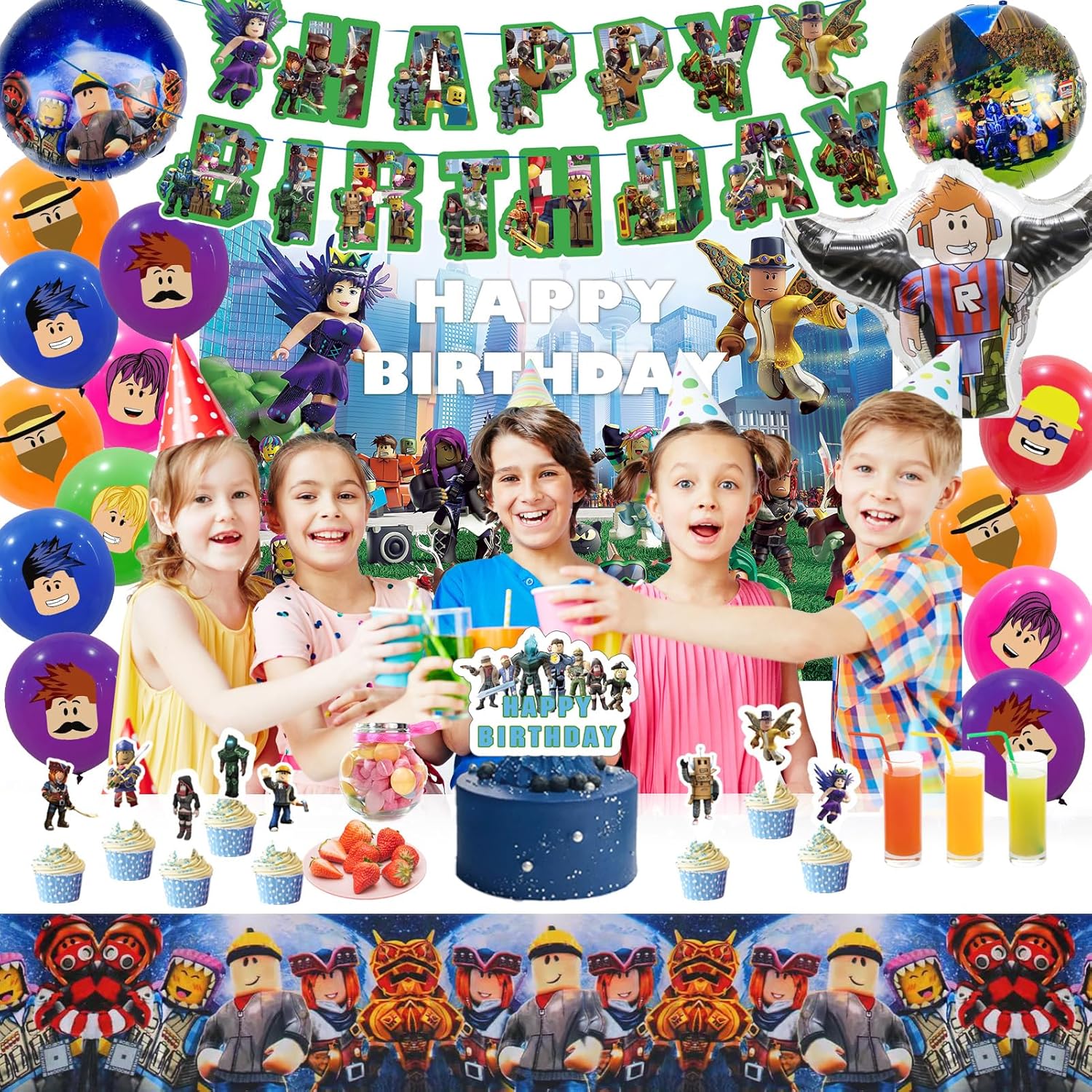 Birthday Party Decor Set with Balloons and Banner