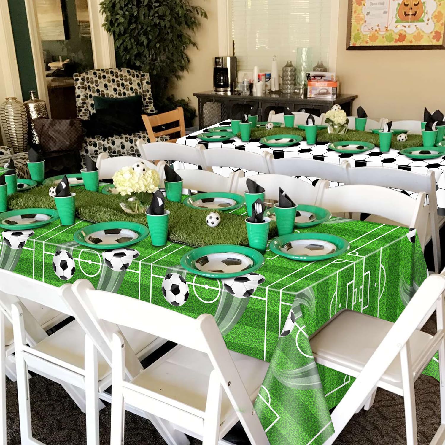 4 Pack Soccer Theme Tablecloths for Parties