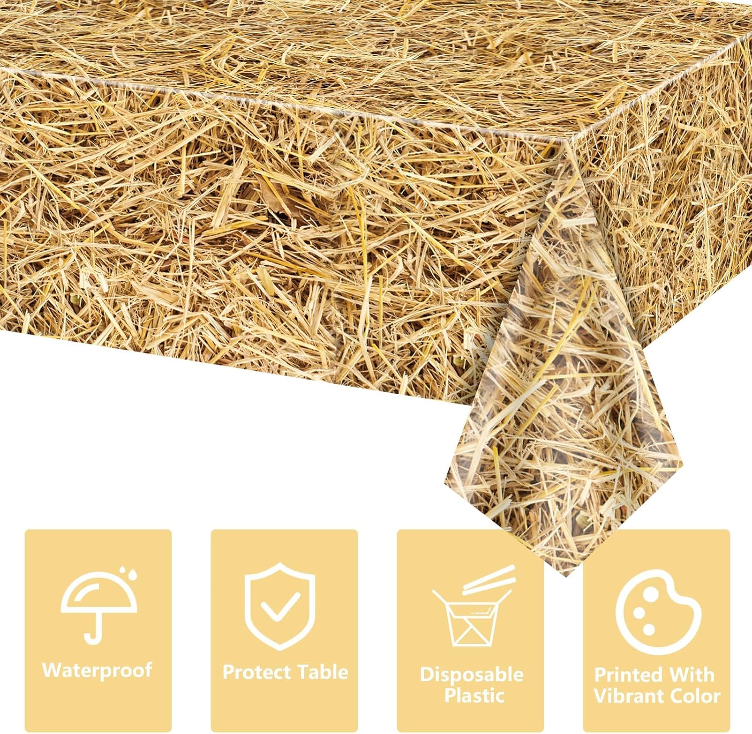 12Pcs Straw Tablecovers Western Theme Party Decorations