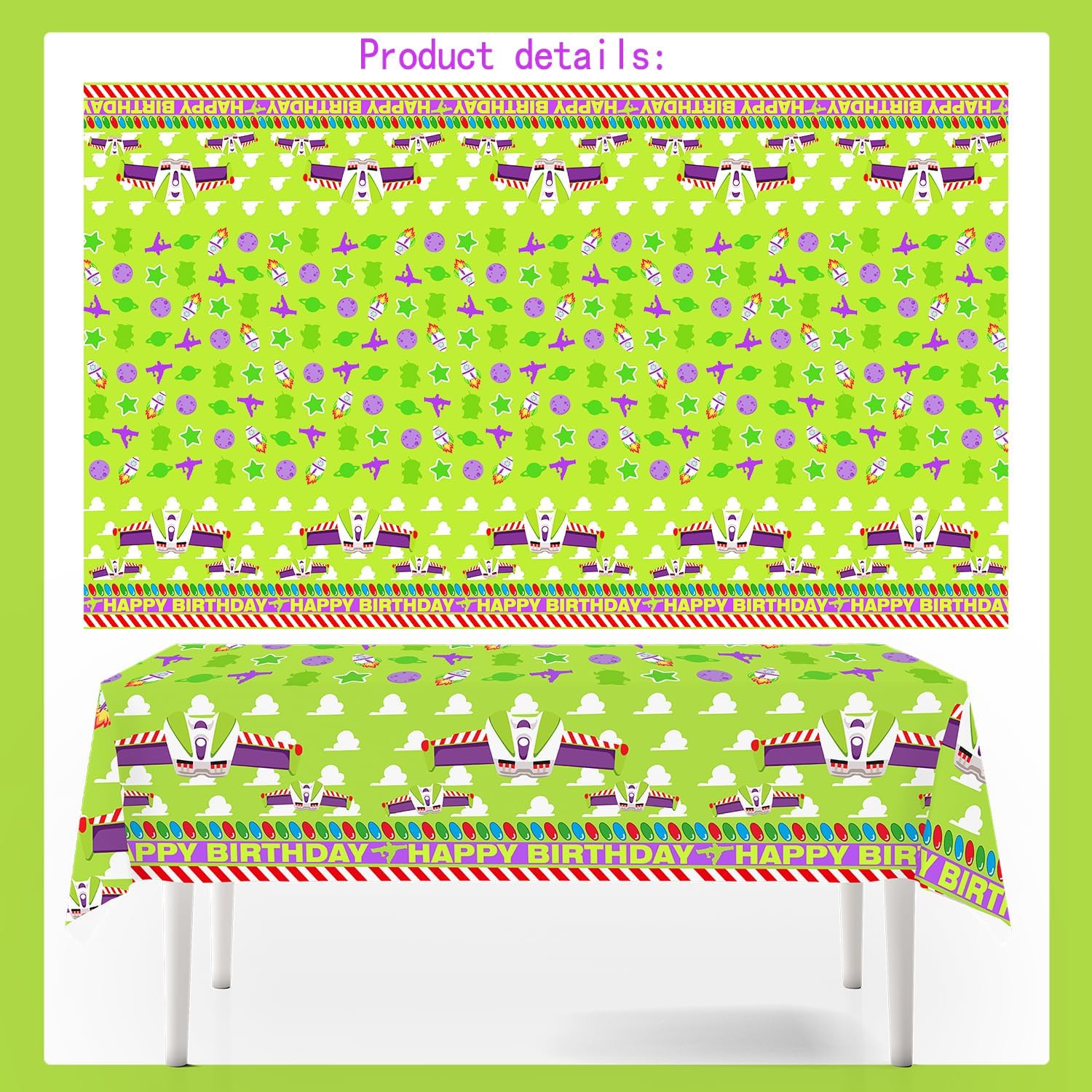 4pcs Purple Sky and White Clouds Cow Cartoon Party Tablecloths