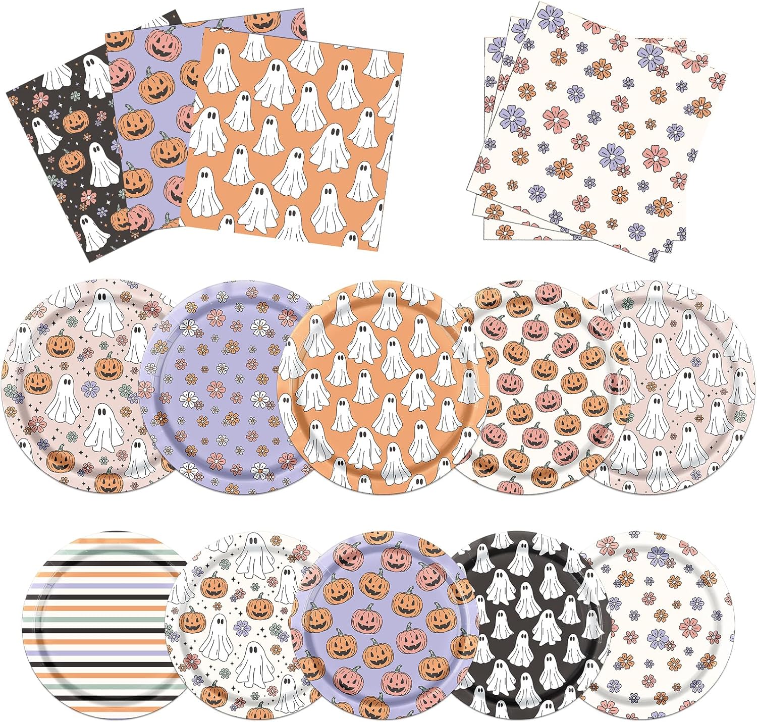 Halloween Party Plates Napkins 60Pcs Set