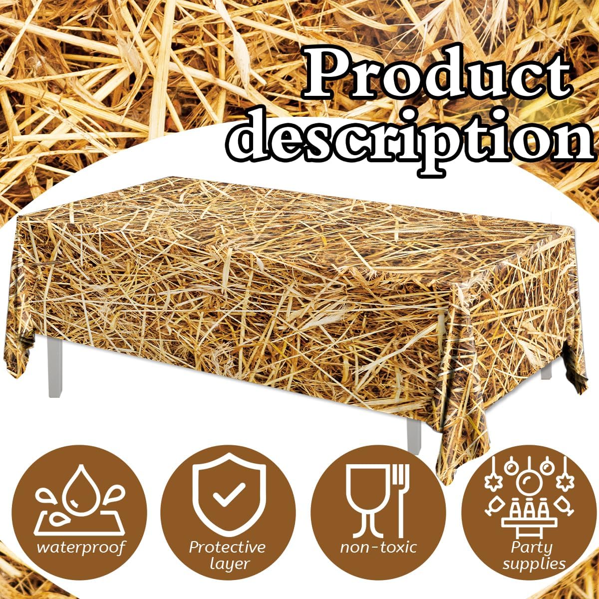 3pcs Farm Style Tablecovers for Western and Hawaiian Parties