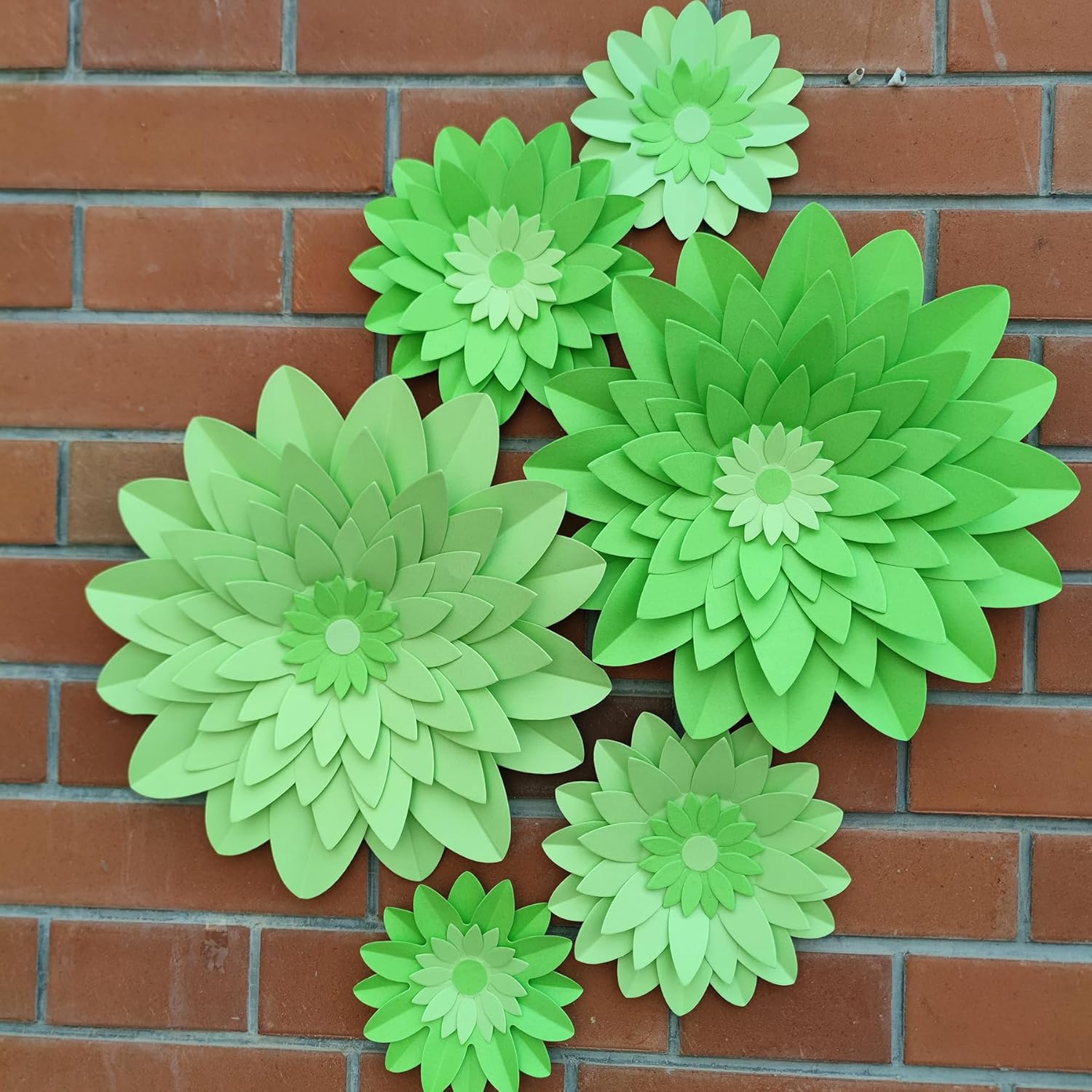 Large Lime Green Paper Flowers for Wall Decor