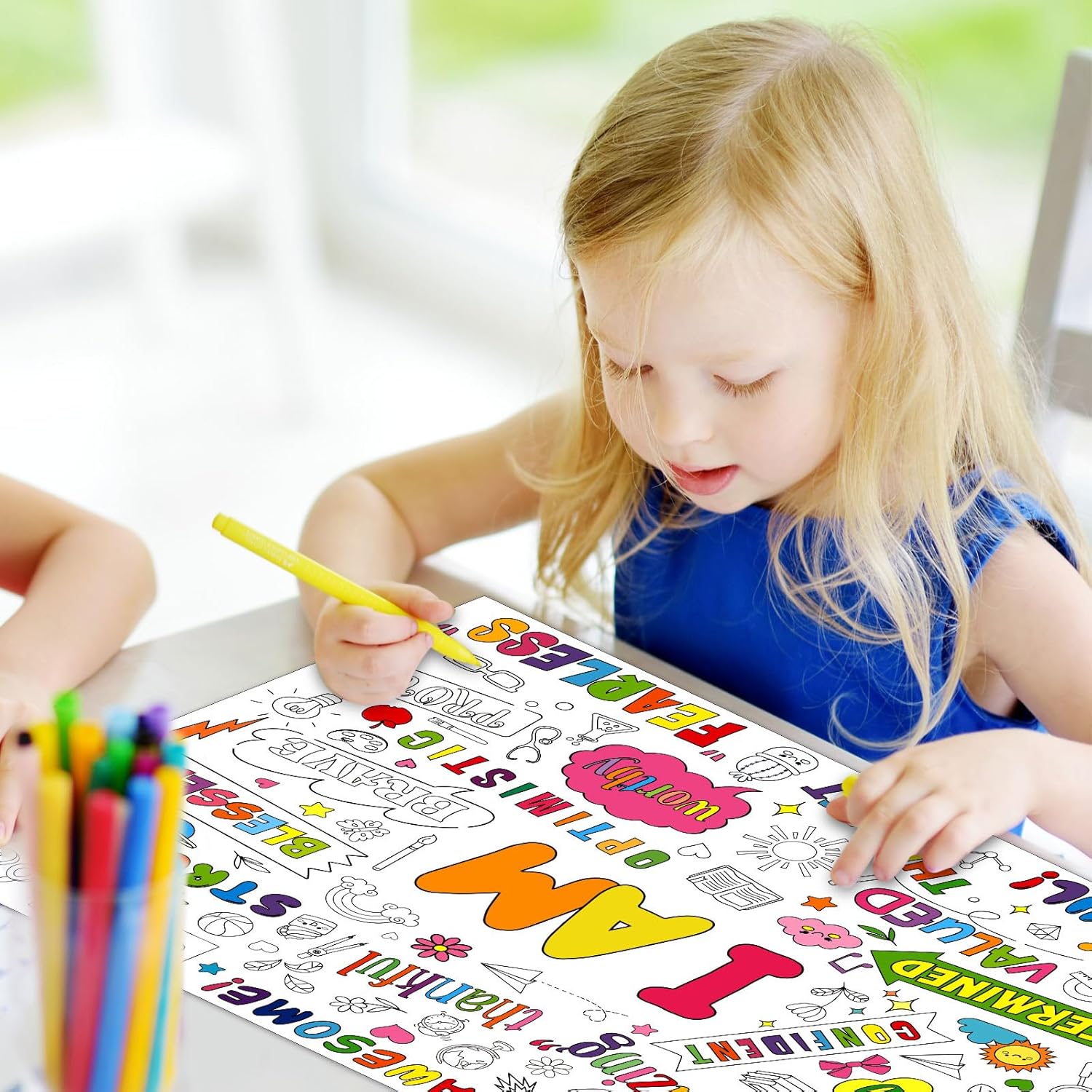 Positive Affirmations Coloring Poster for Kids