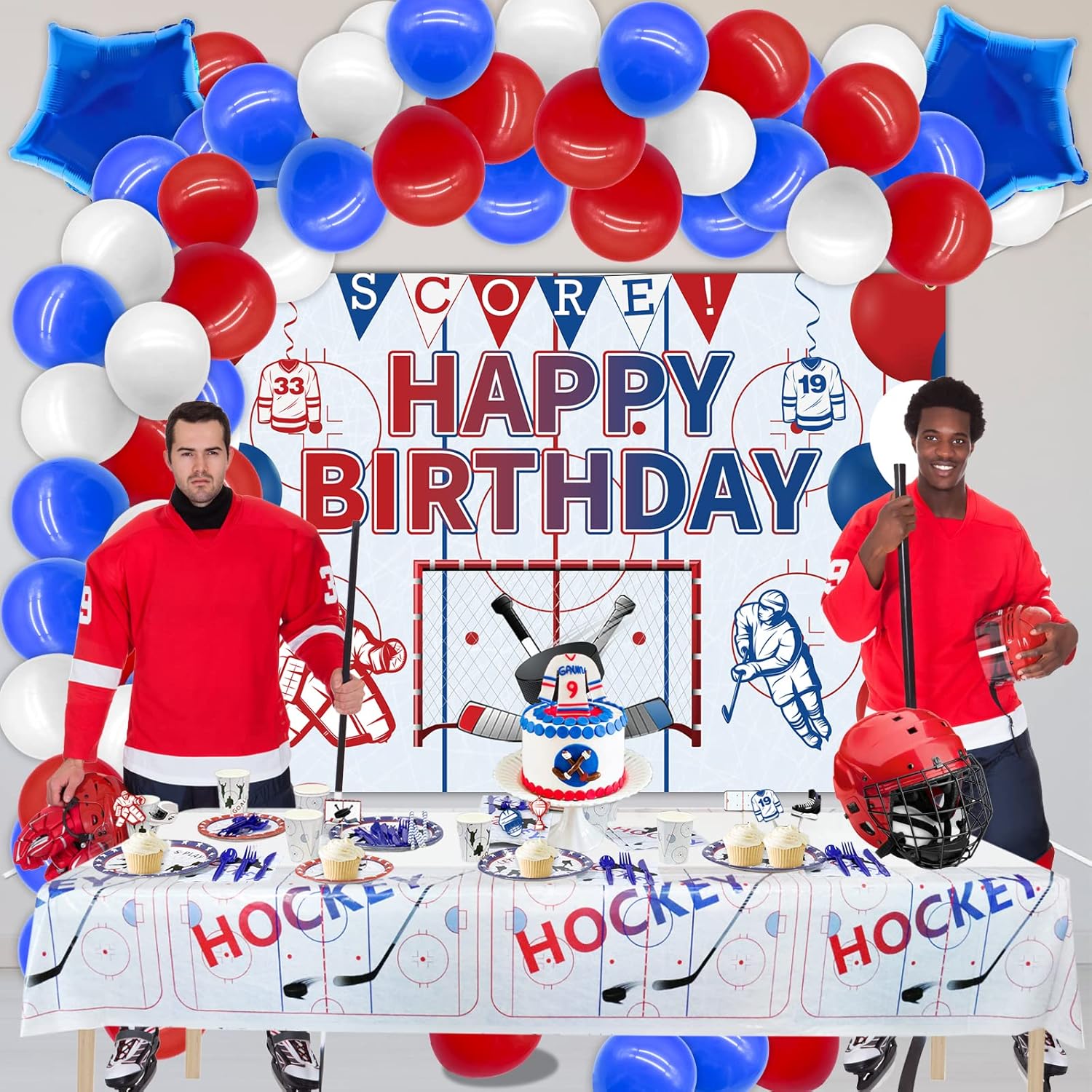 Ice Hockey Tablecloth Backdrop Waterproof All-Season One Size