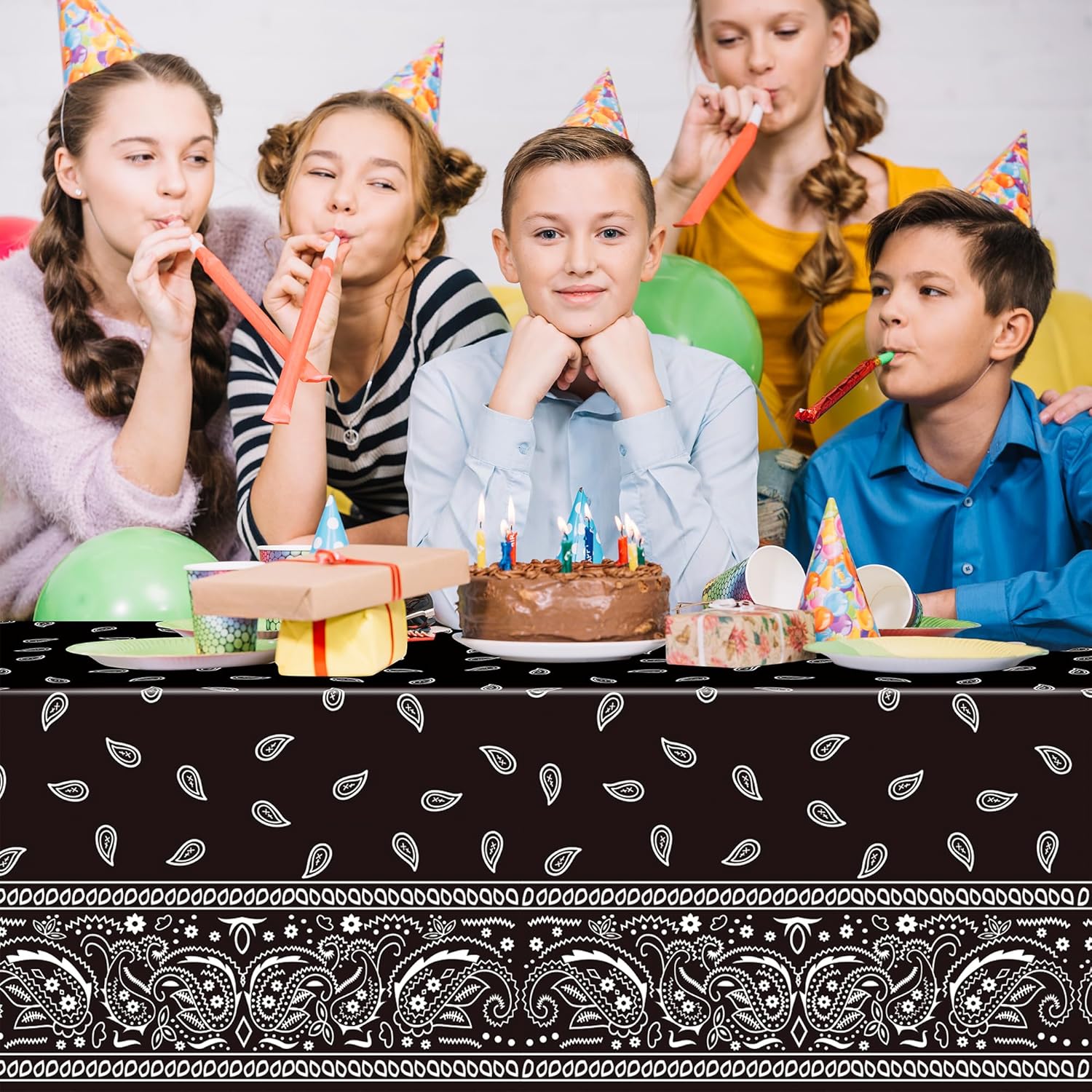 K1tpde 6PCS Black Bandana Style Tablecloths