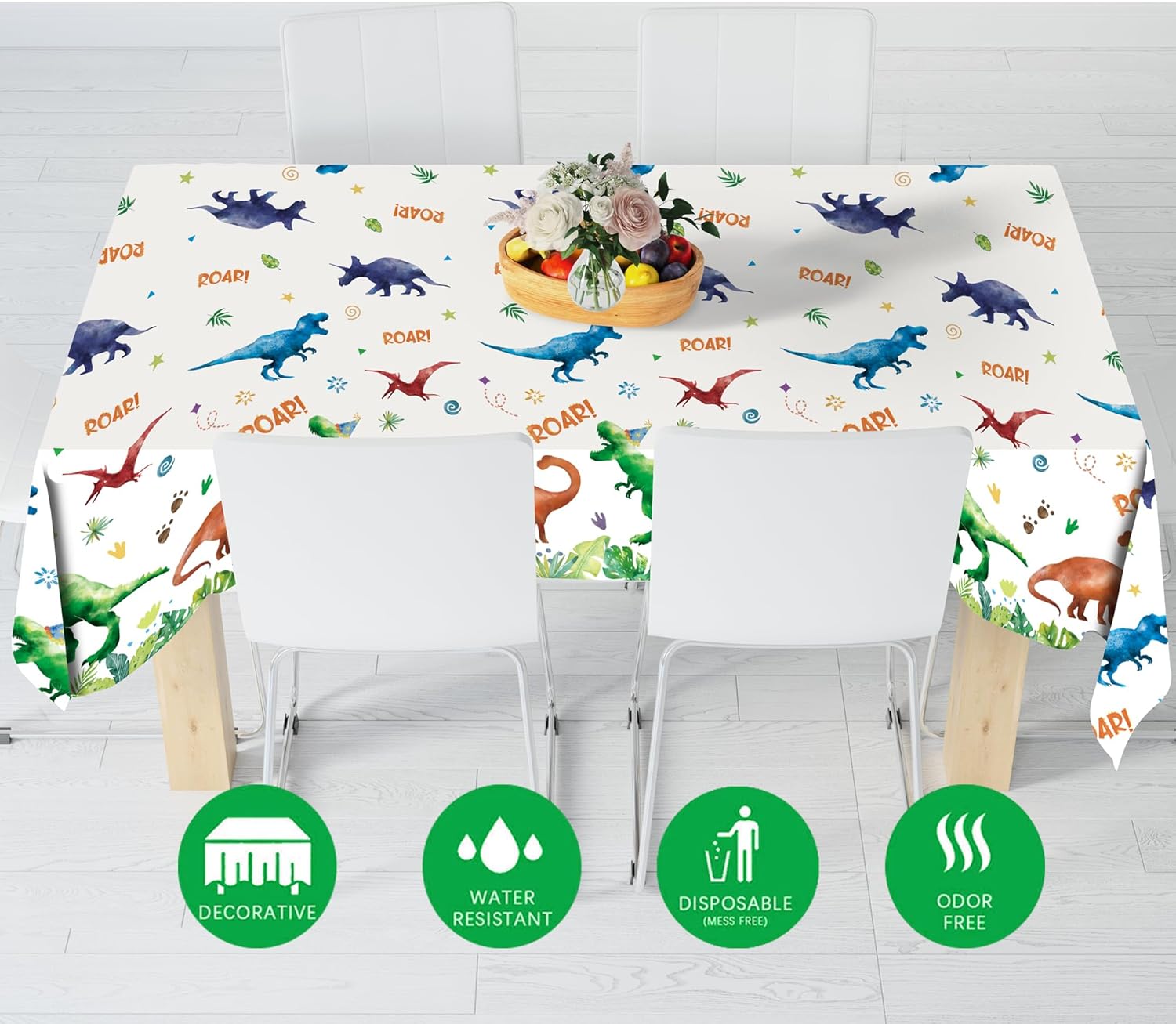 3 Pcs Dinosaur Tablecloth for Kids Birthday Party