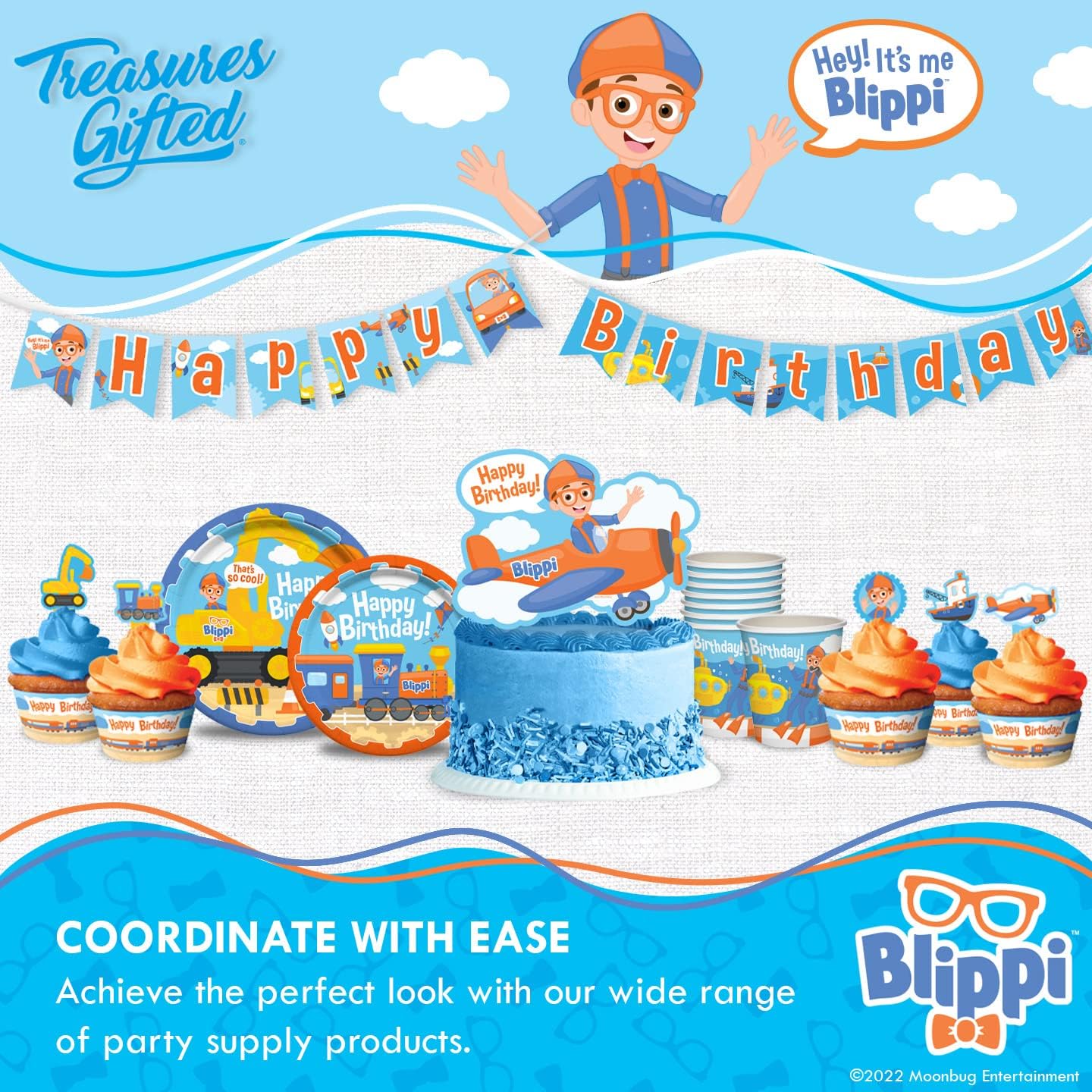 Treasures Gifted Blippi Themed Tablecloth 54x108 for Parties