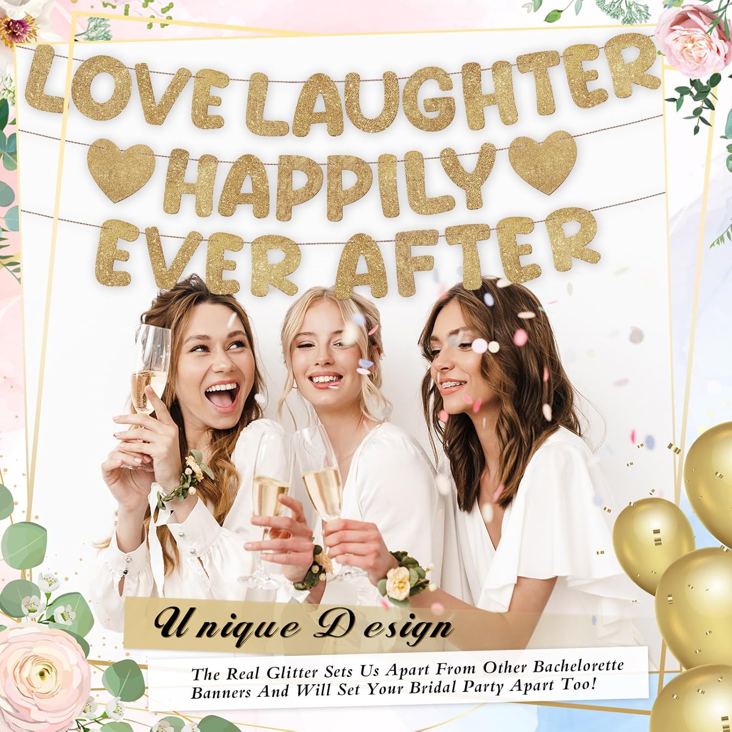 Breling Champagne Gold Bridal Shower Banner Set