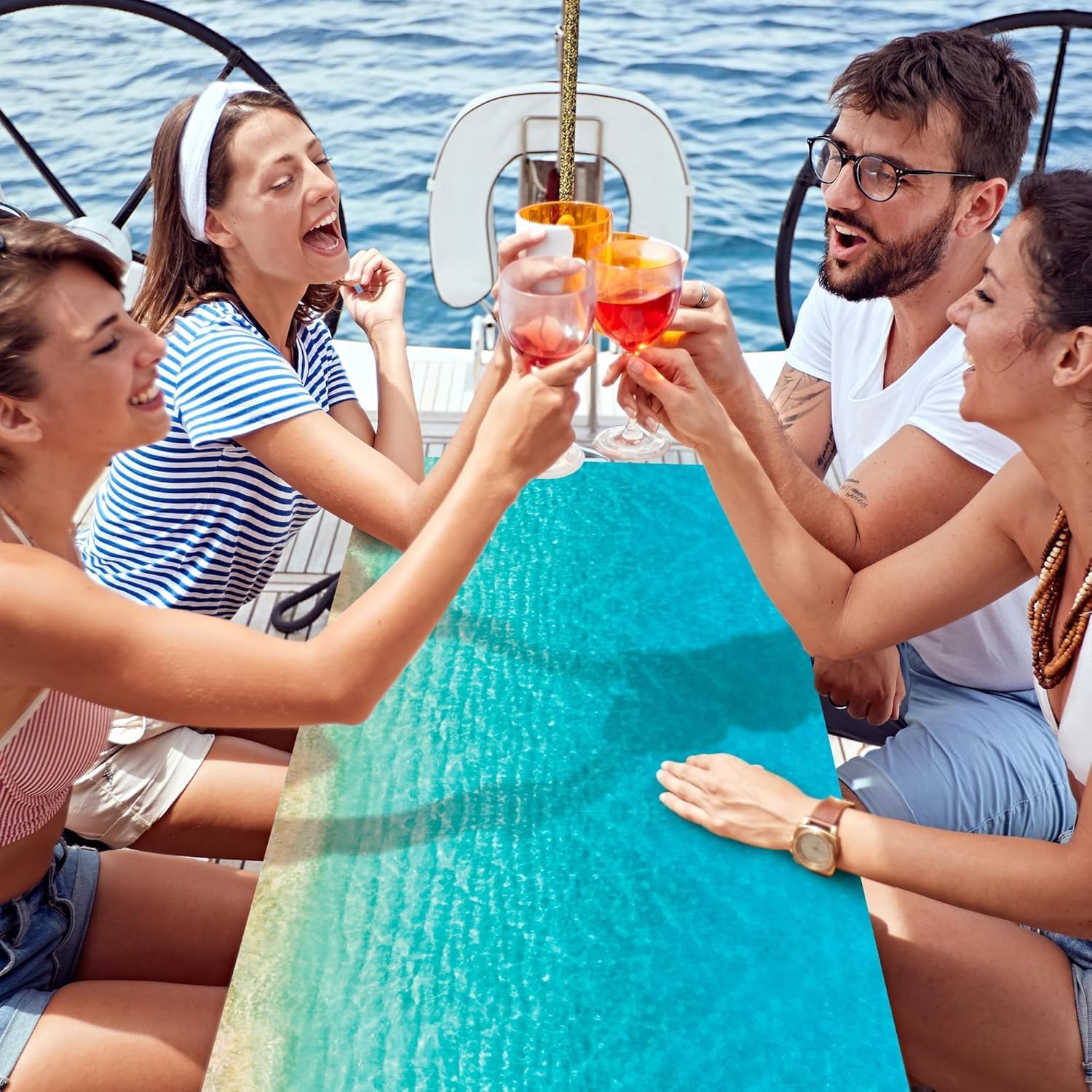 Summer Beach Tablecloth Roll with Cutter Box 100ft x 54in