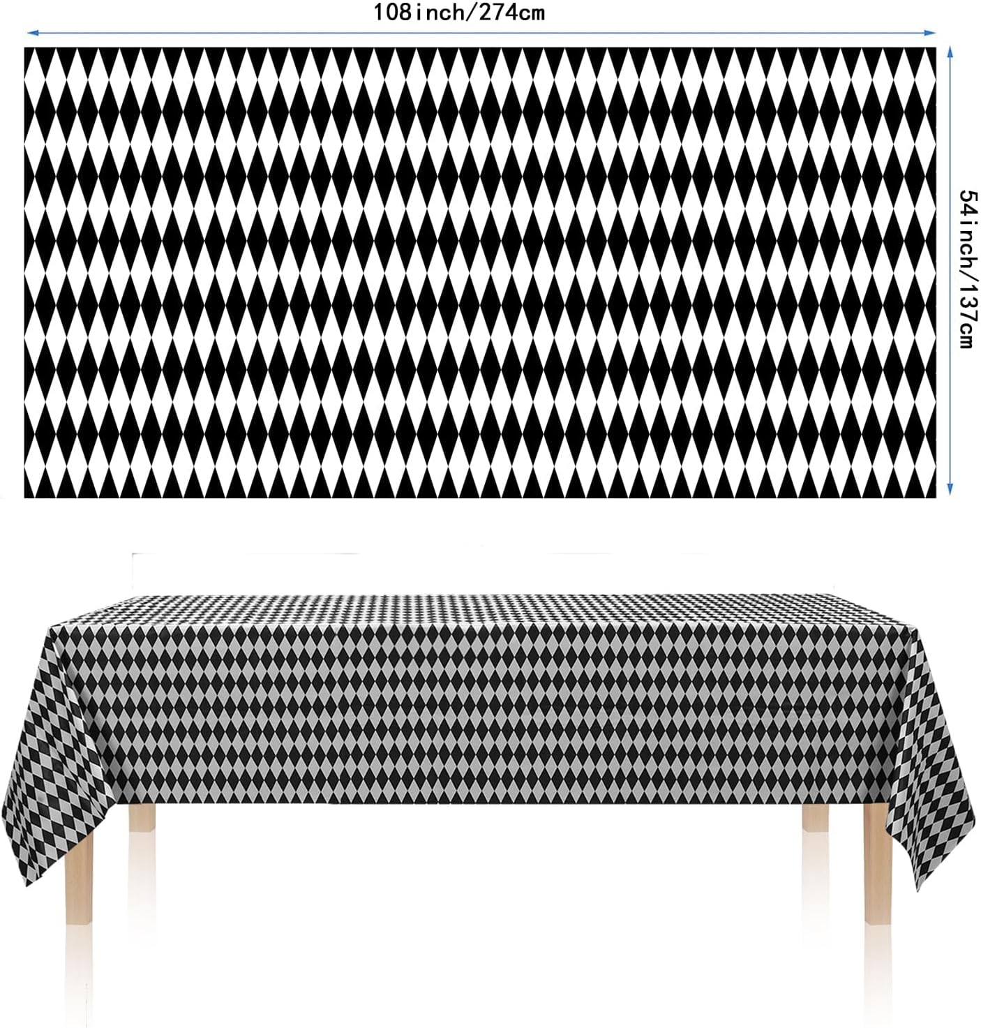 3pcs Black White Checkered Tablecloths for Halloween Parties