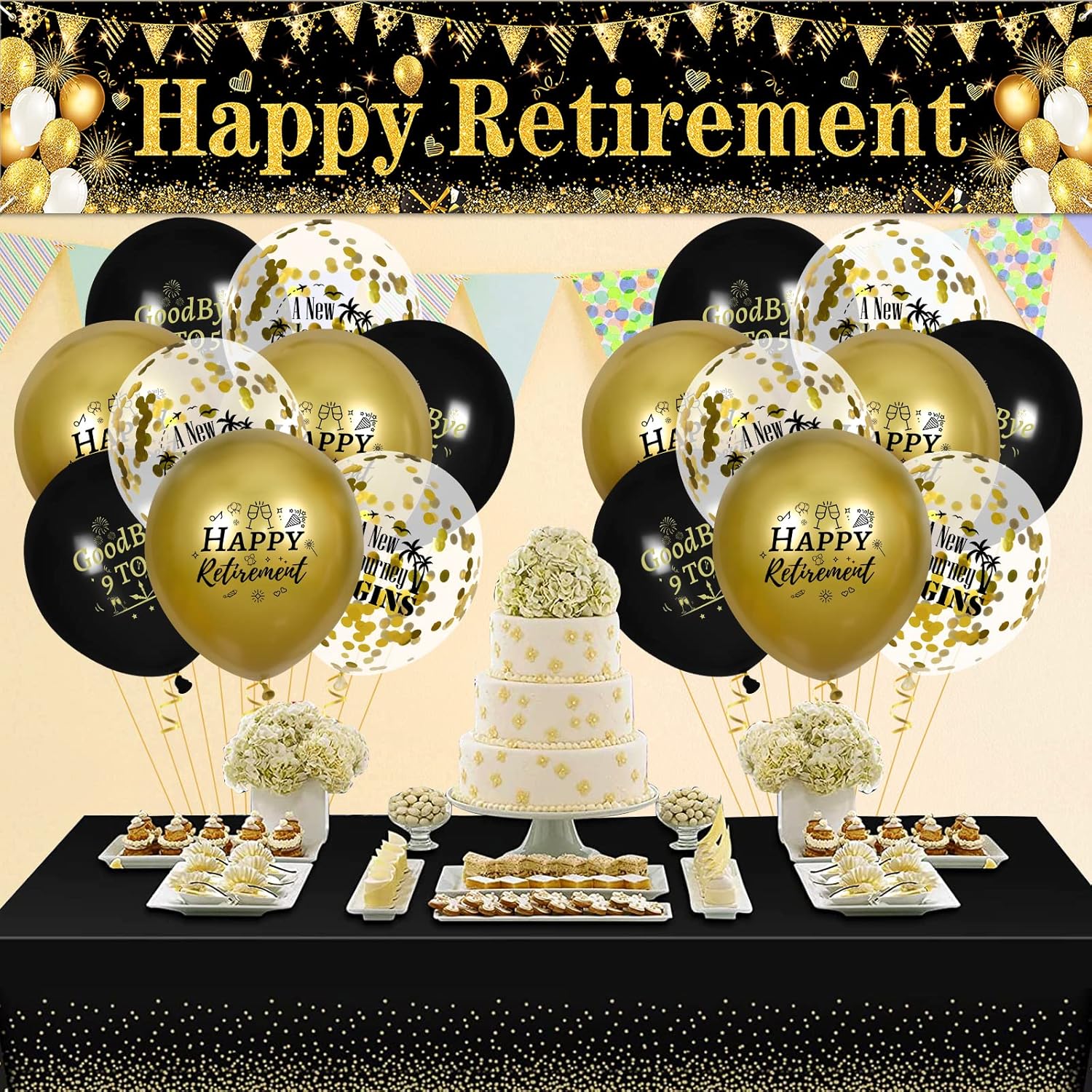 Happy Retirement Banner Balloons Yard Sign 18pcs