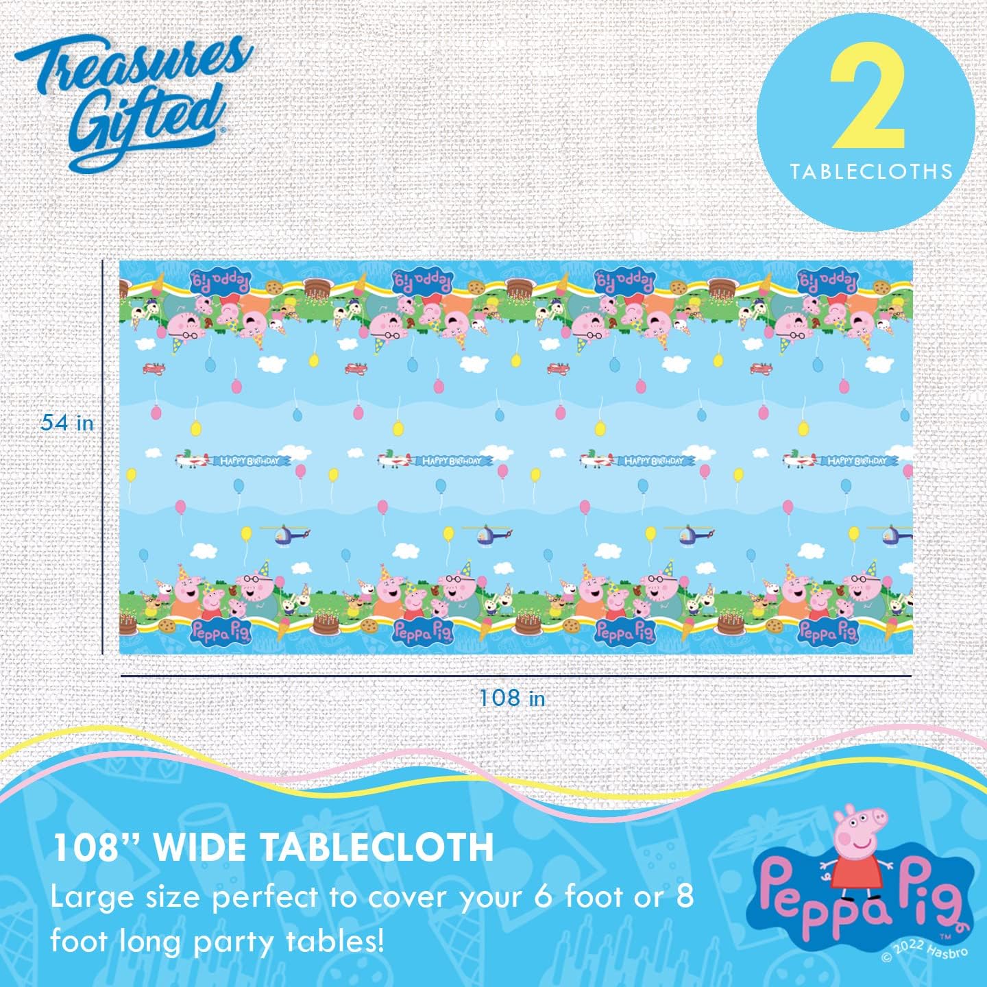 Treasures Gifted Peppa Pig Birthday Decor Tablecloths Pack of 2
