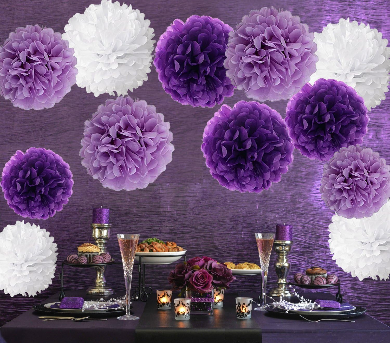 Wartoon Tissue Paper Pom Poms Flowers Set 12PCS