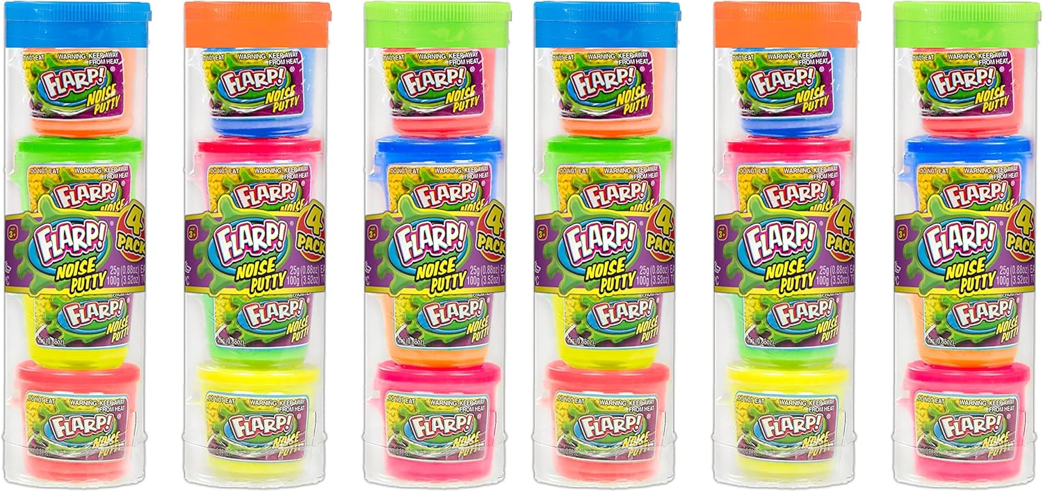 JA-RU Mini Flarp Noise Putty Fidget Toy 6 Tubes 24 Mini Flarps