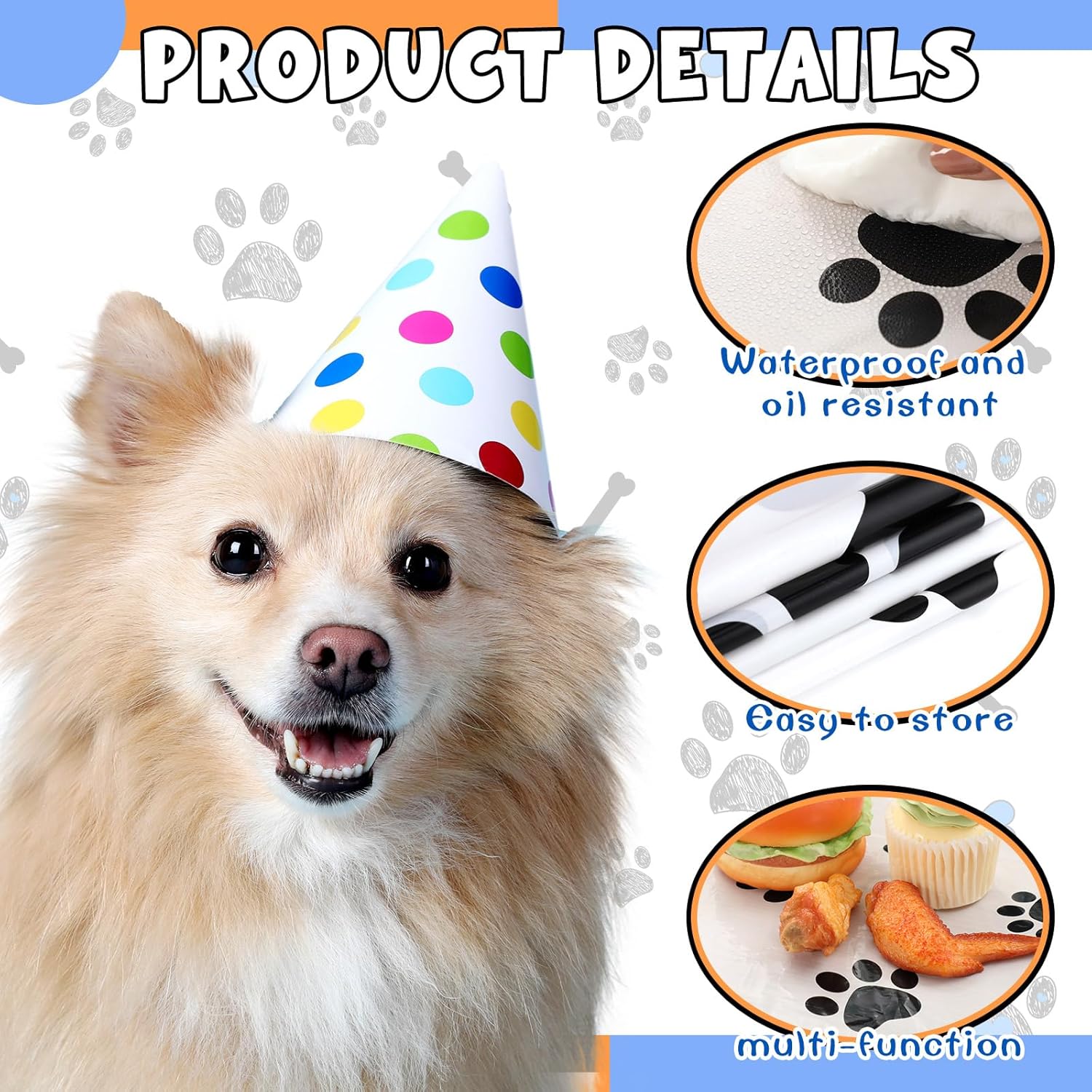 4 Pack Dog Paw Print Tablecloth Dark Blue Red Yellow 54x108 Inches