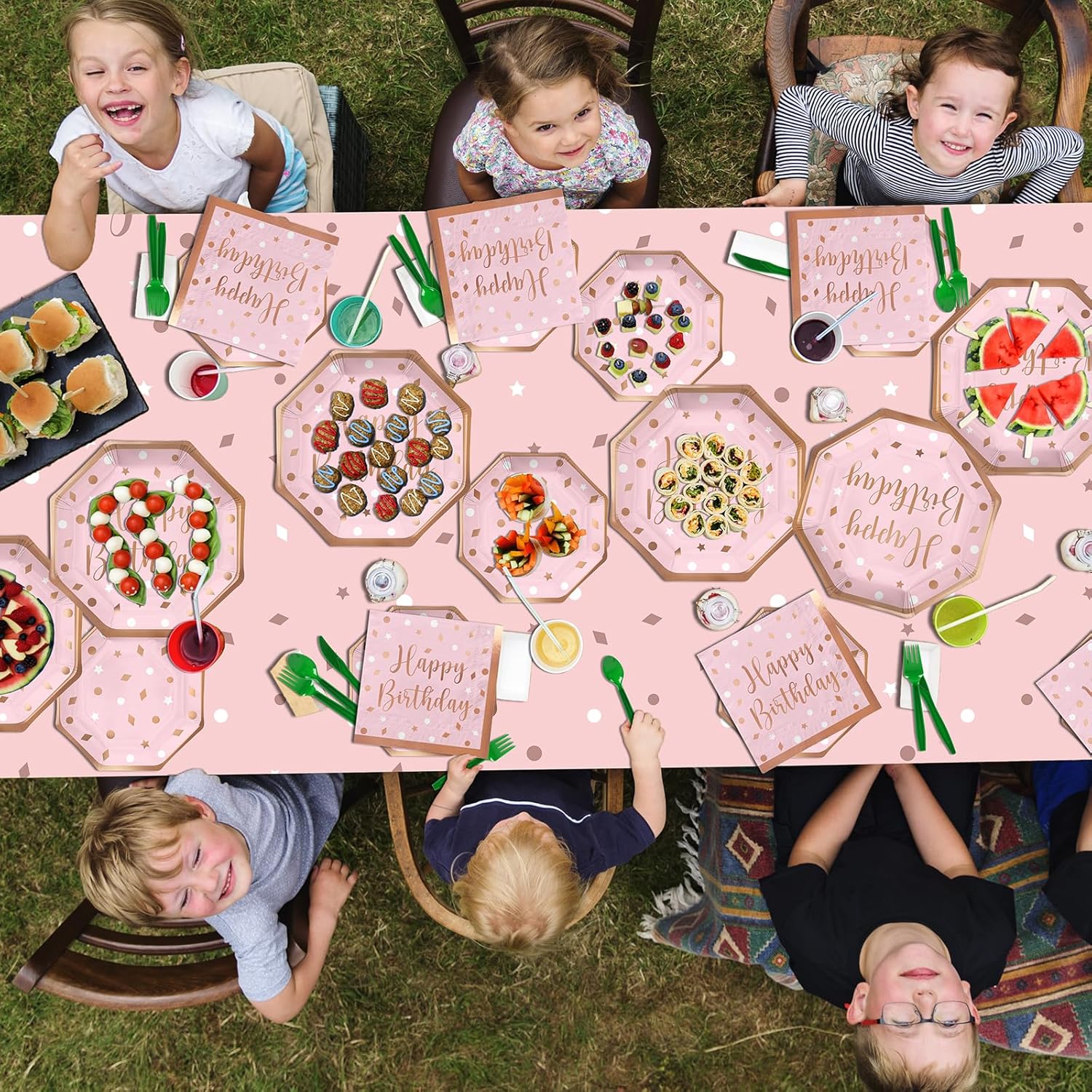 Rose Gold Birthday Party Supplies Set for 25 Guests