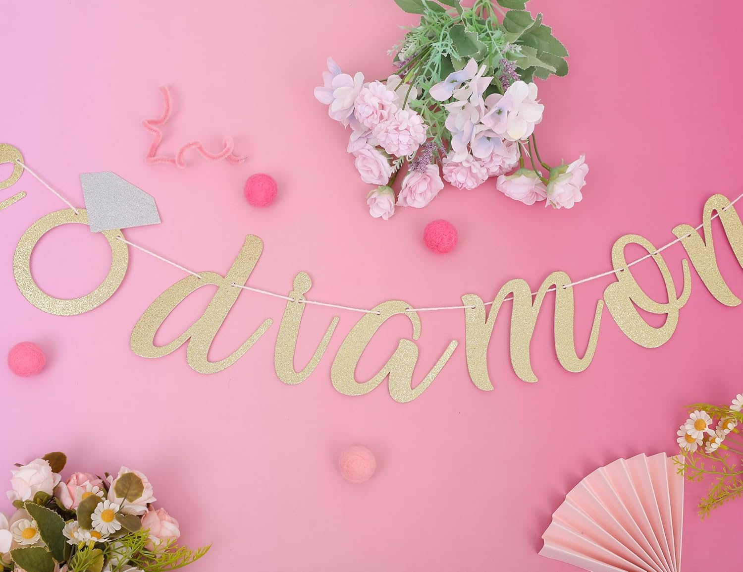 Diamond of the Season Gold Glitter Banner for Bridal Shower