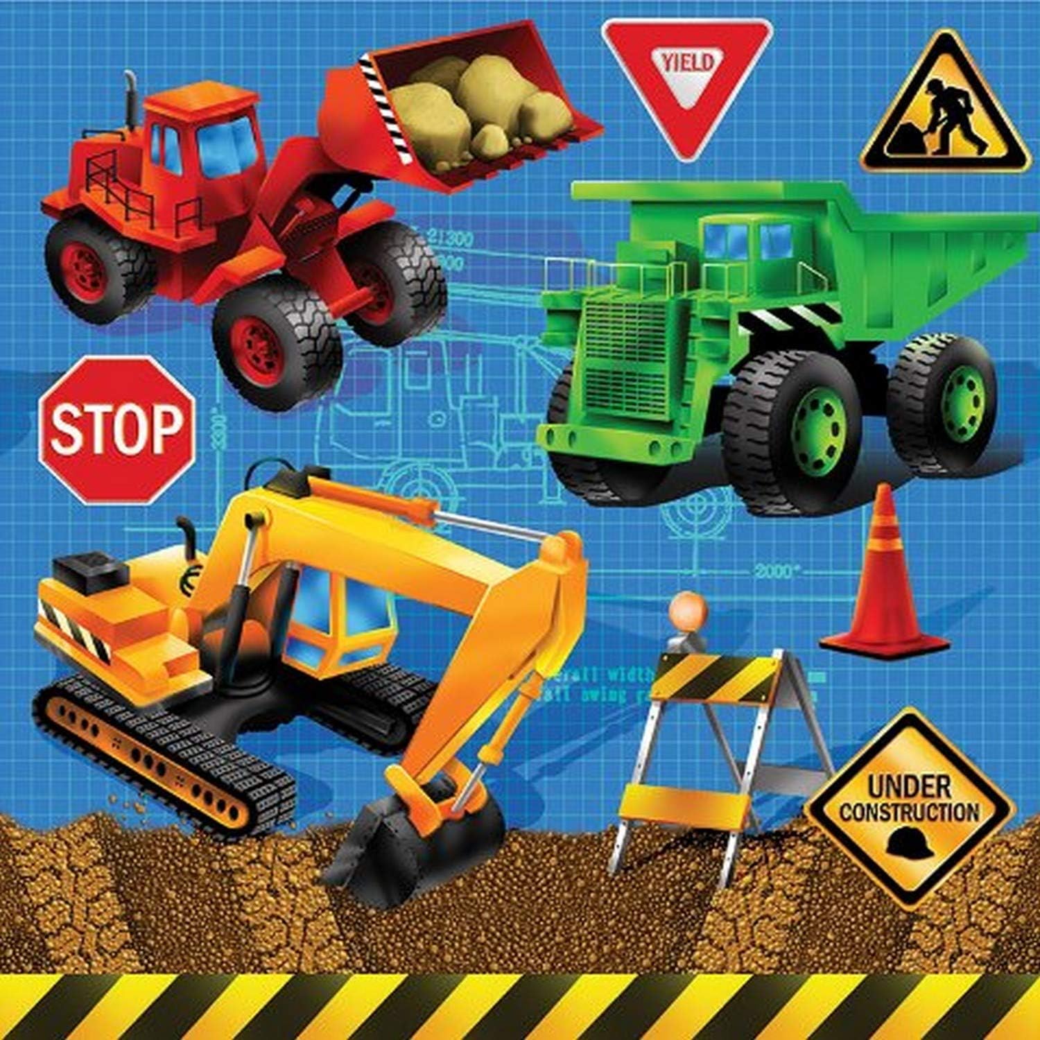 Construction Theme Plastic Tablecloth for Parties
