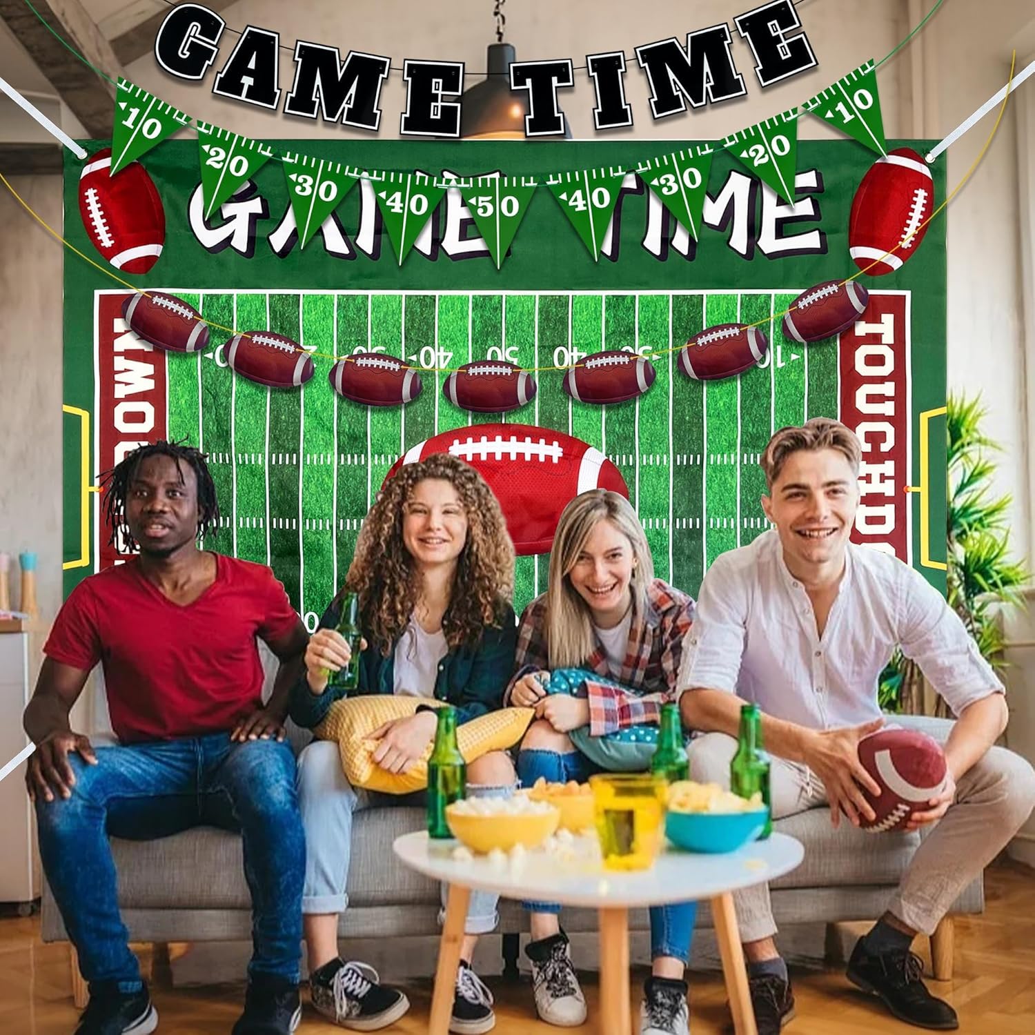 7 PCS Football Party Decorations Banner Backdrop