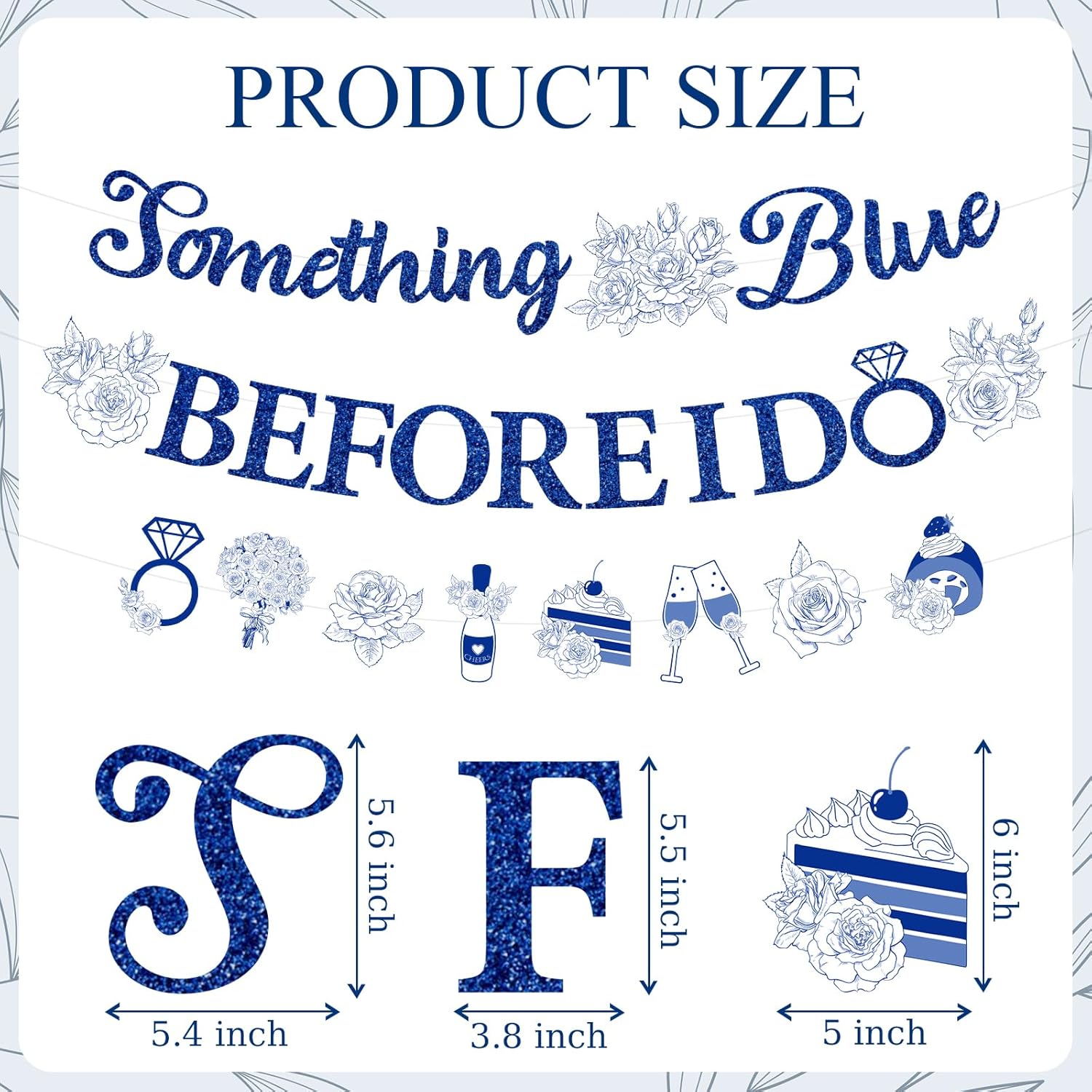 Something Blue Bridal Shower Decorations 3 Pcs Pre-Strung