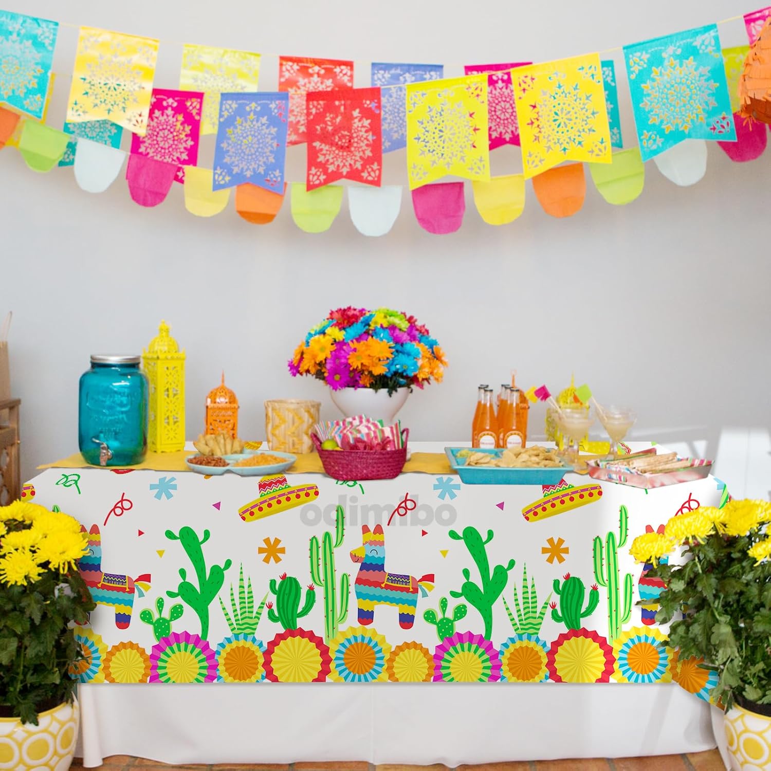 Odimibo Fiesta Tablecloth Plastic Disposable