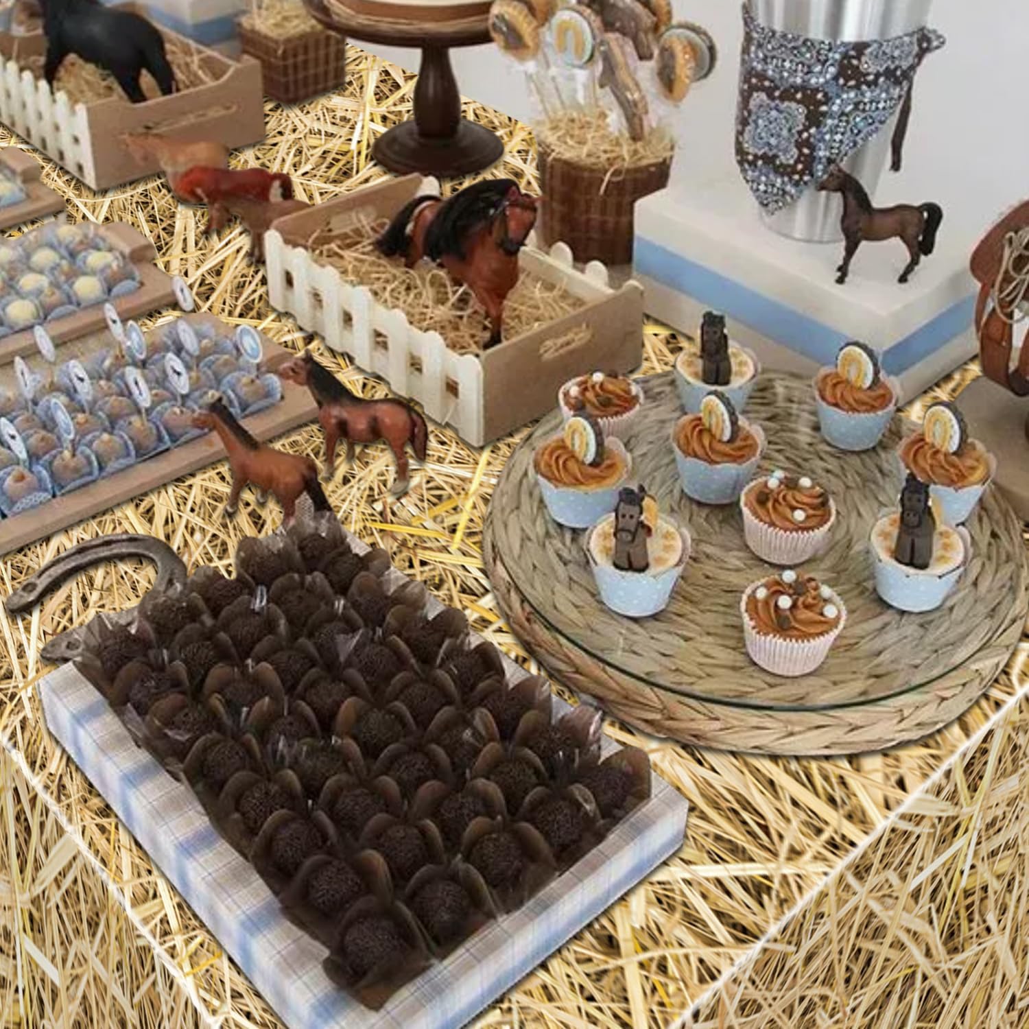 12Pcs Straw Tablecovers Western Theme Party Decorations