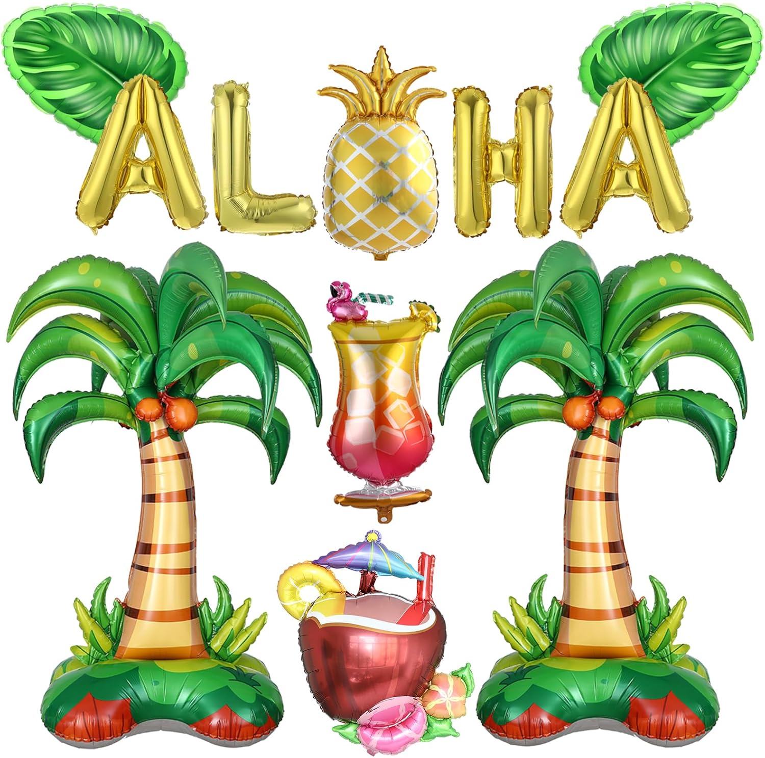 12Pcs Summer Tropical Balloon Decor Kit
