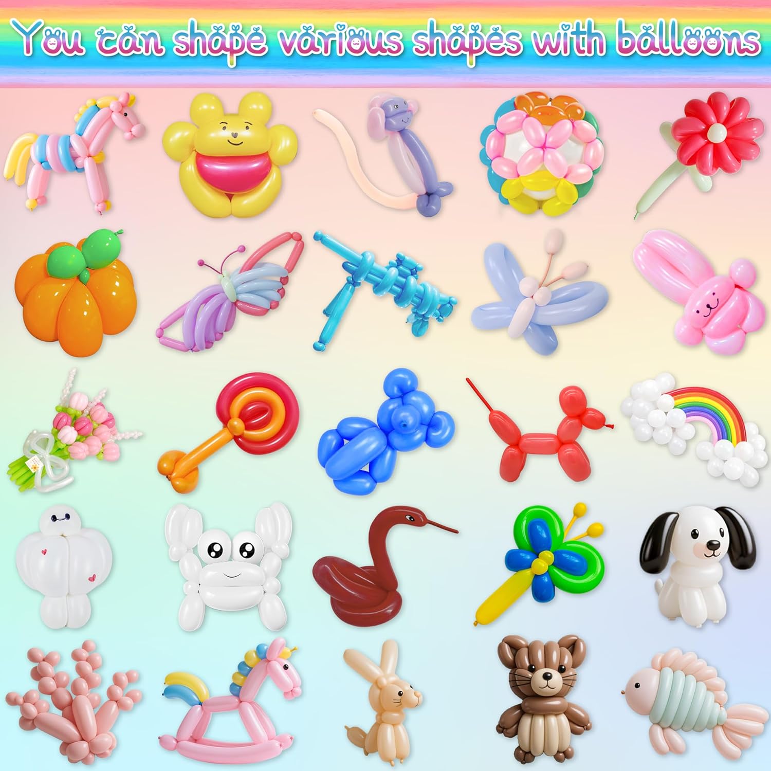 DIY Balloon Animal Kit with Pump and 100 Long Balloons