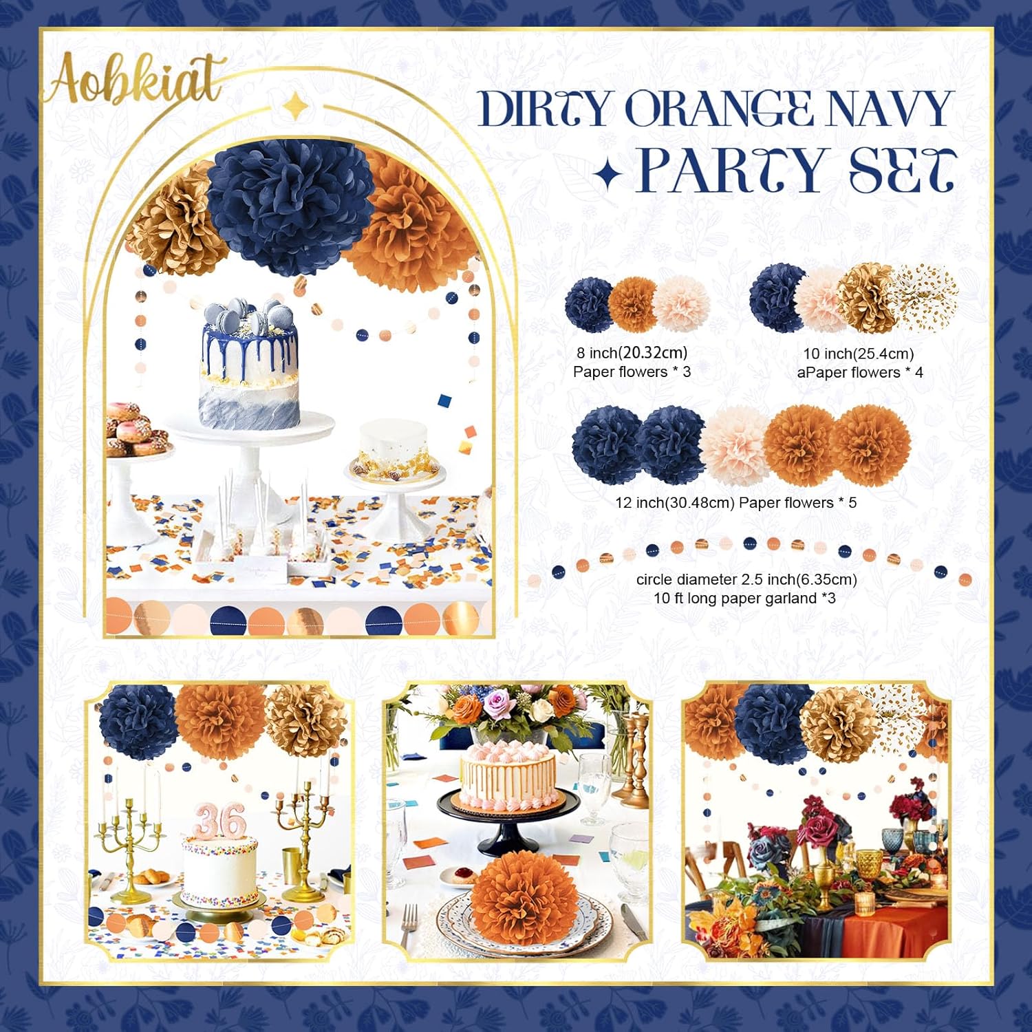 AOBKIAT Boho Wedding Party Decor Tissue Pom Poms Garland