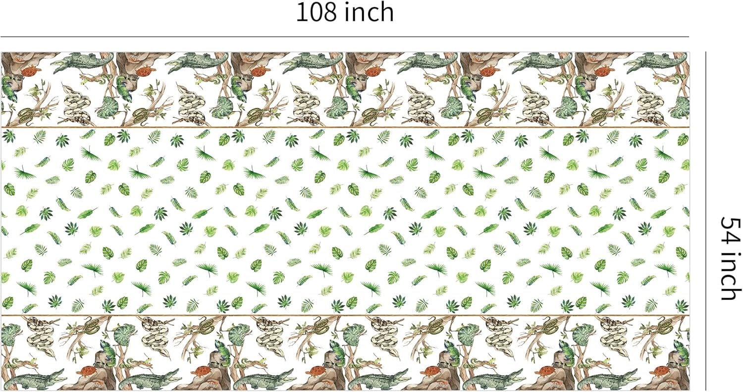 Reptile Birthday Tablecloth Set - 4 Pack 54x108 Inches