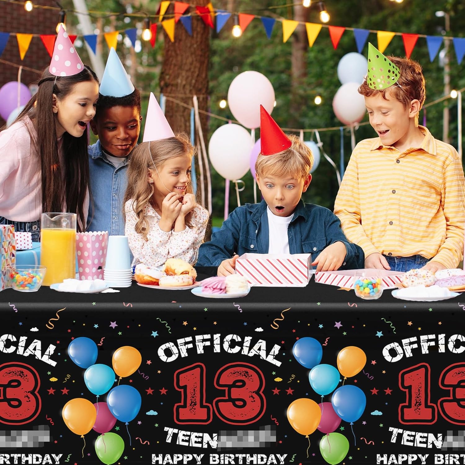 13th Birthday Decorations Red Black Tablecloths for Boys