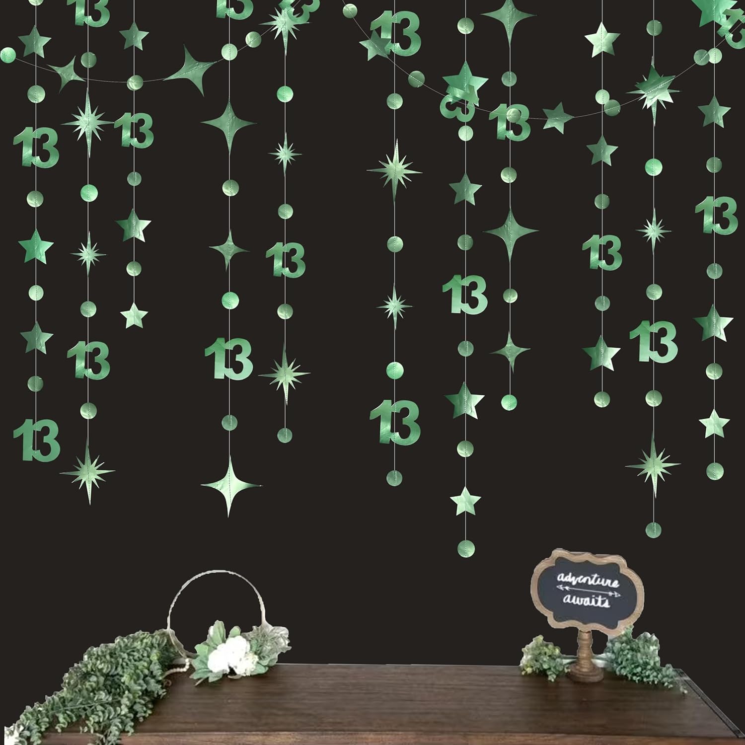 Sage Green 13th Birthday Garland Decorations
