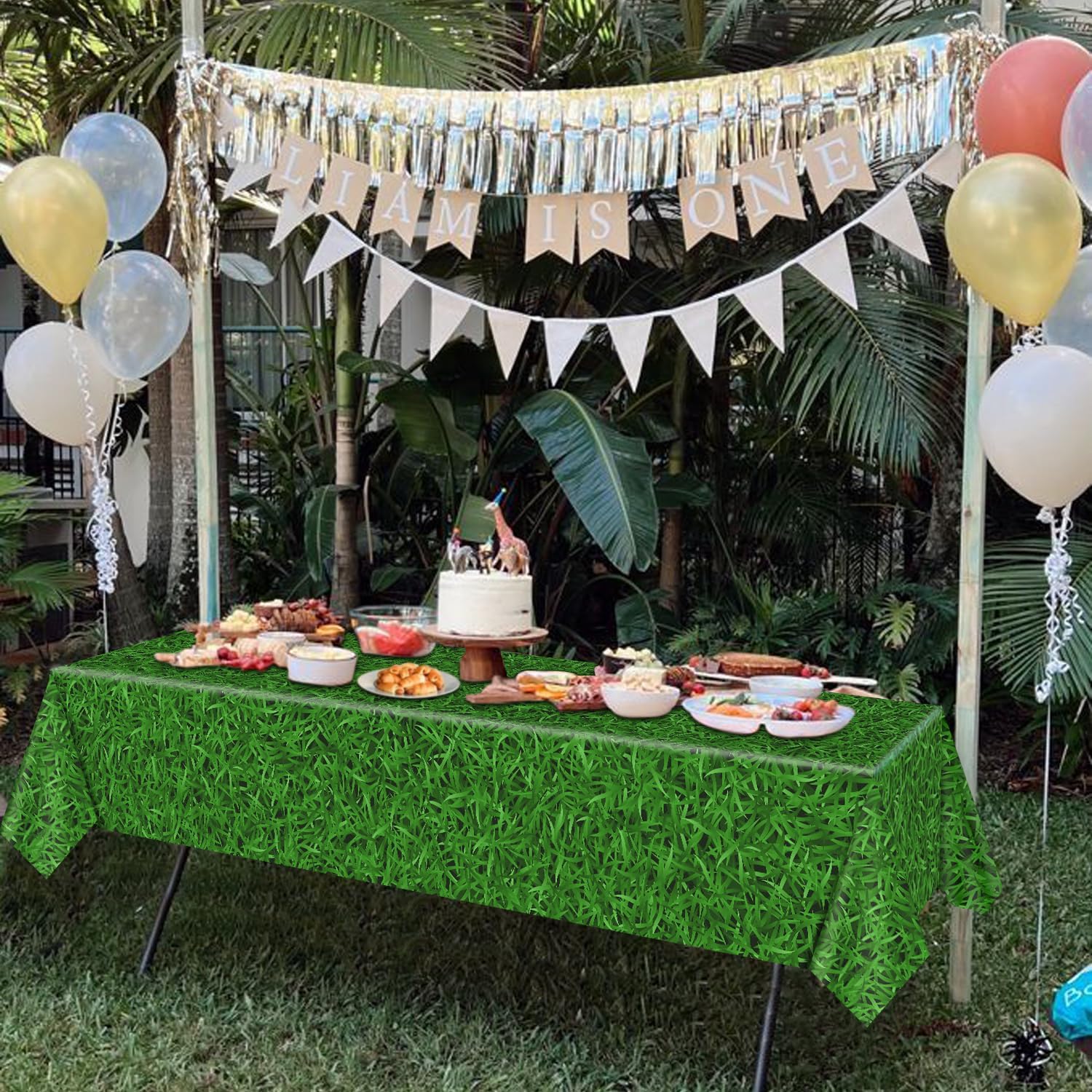 4 Pcs Green Grass Tablecloths for Golf Party Decorations