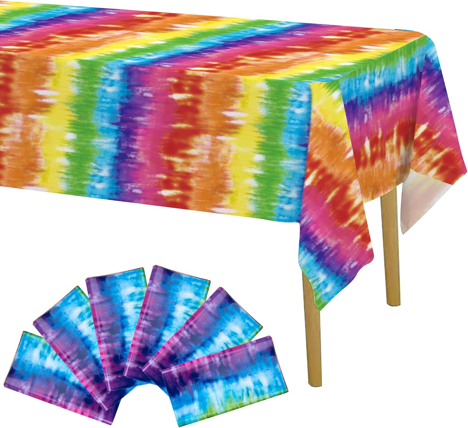 Iceyyyy 6pcs Tie Die Tablecover Rainbow Decor