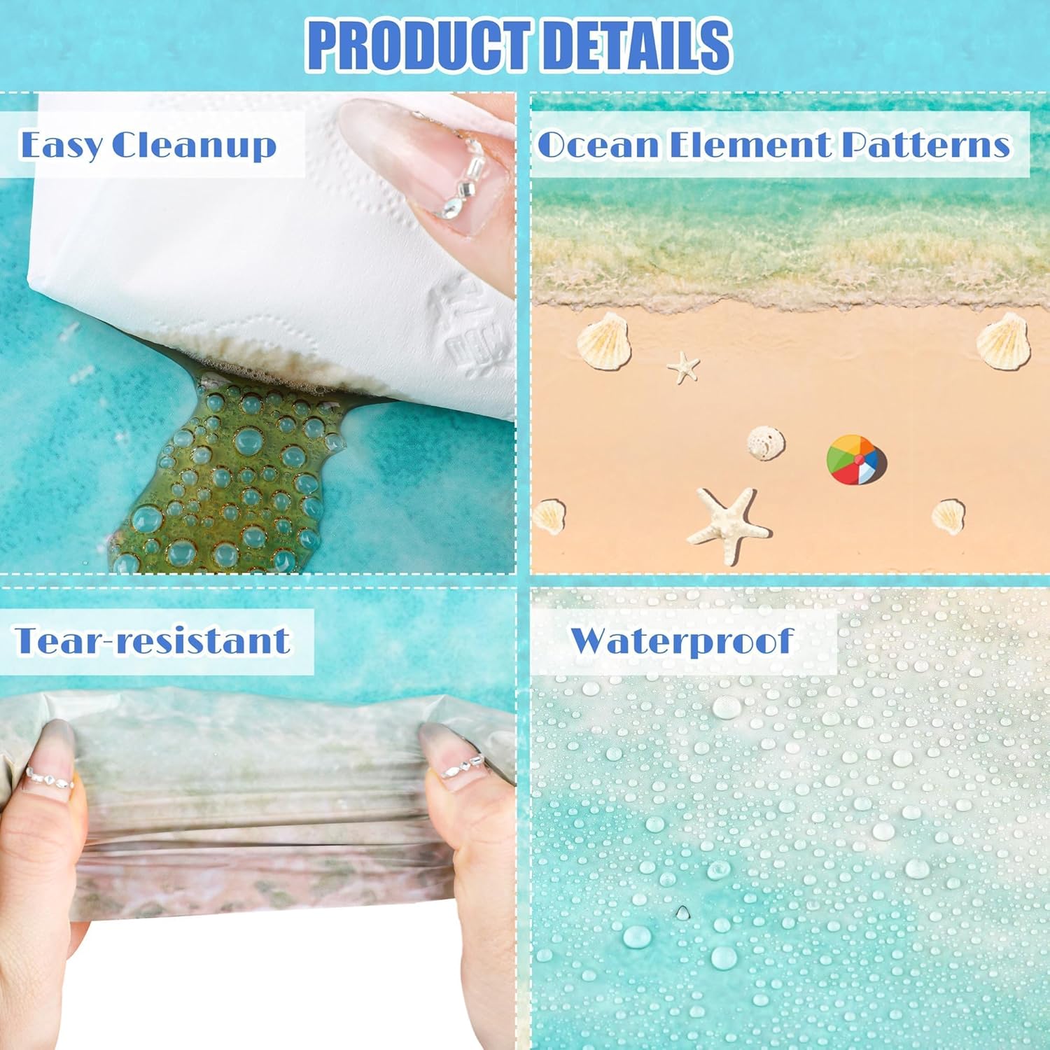 Summer Beach Tablecloth Roll with Cutter Box 100ft x 54in