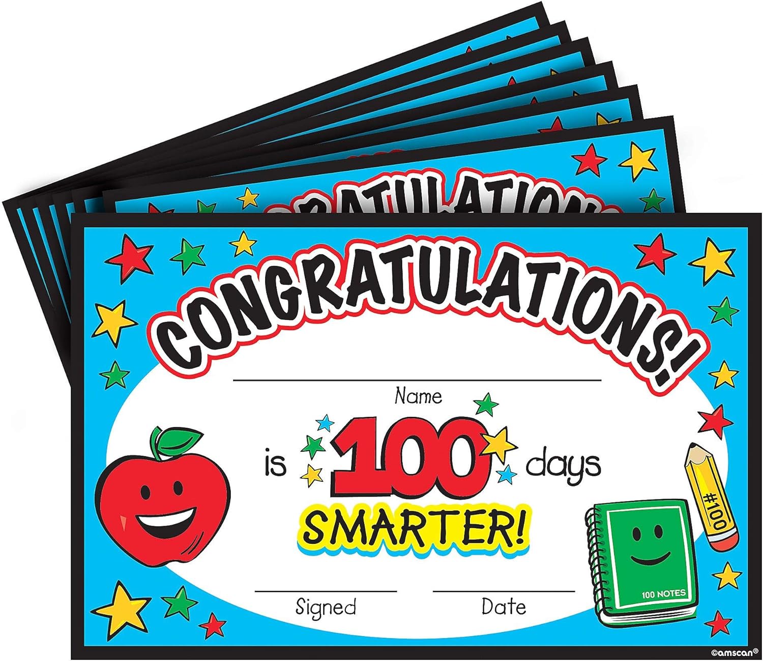 Amscan 36 Count 100th Day of School Certificate Pack Party Supplies