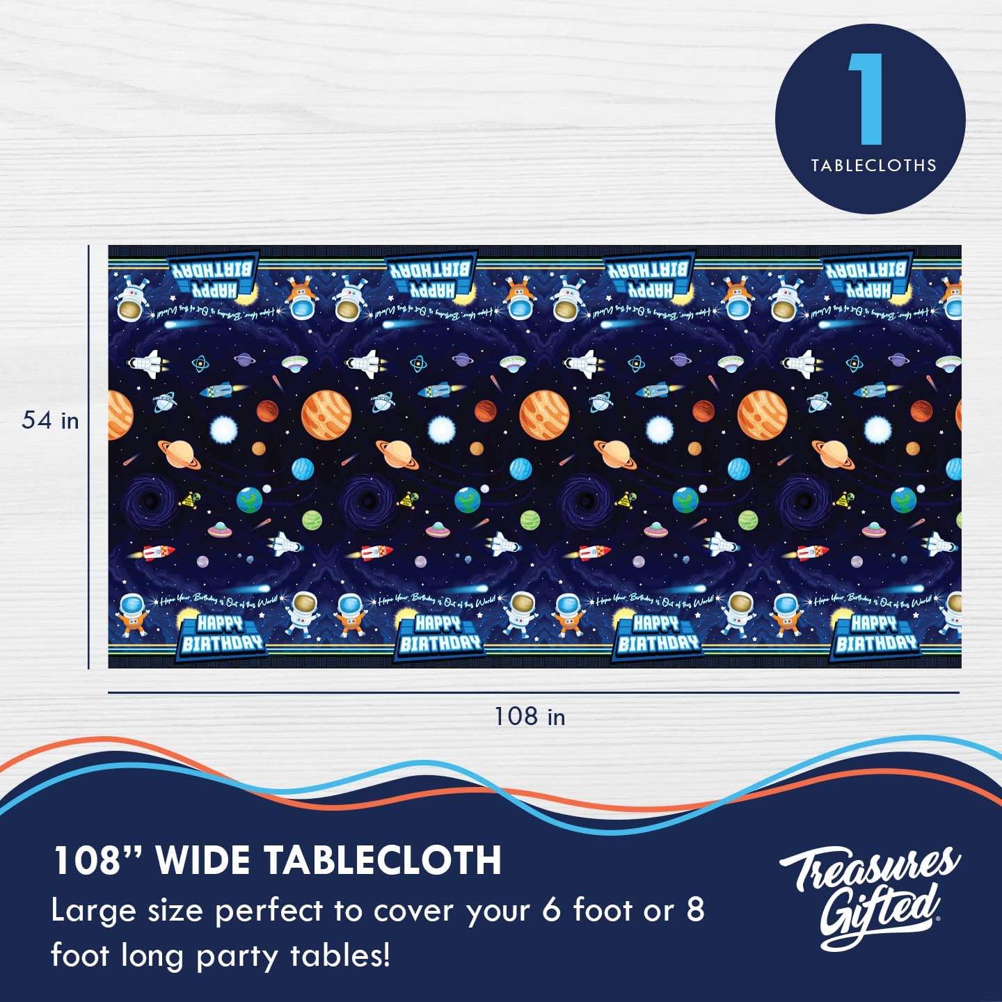 Treasures Gifted Outer Space Tablecloth 54x108 Inches