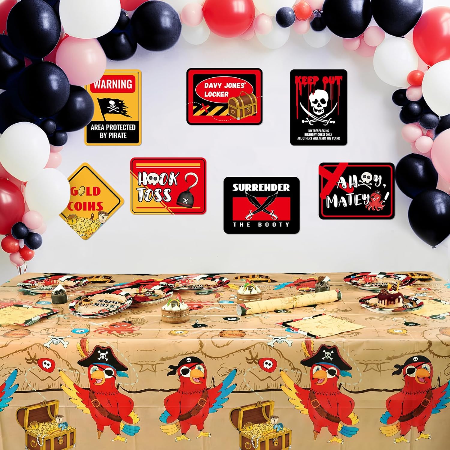 WERNNSAI Pirate Party Tablecloth 3 Pack 54x108