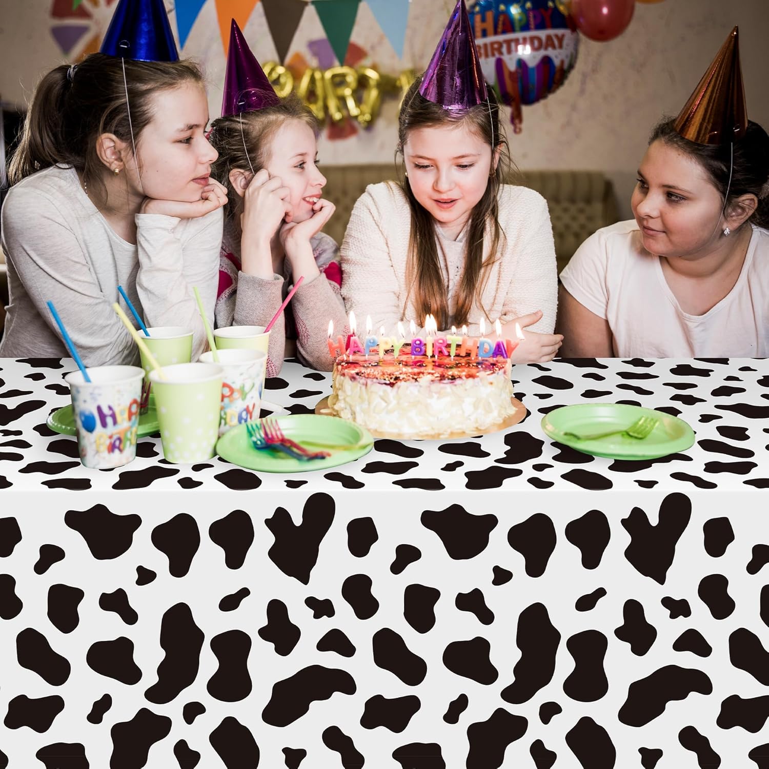 Highland Cow Party Tablecloths 4Pcs Birthday Decor Table Covers