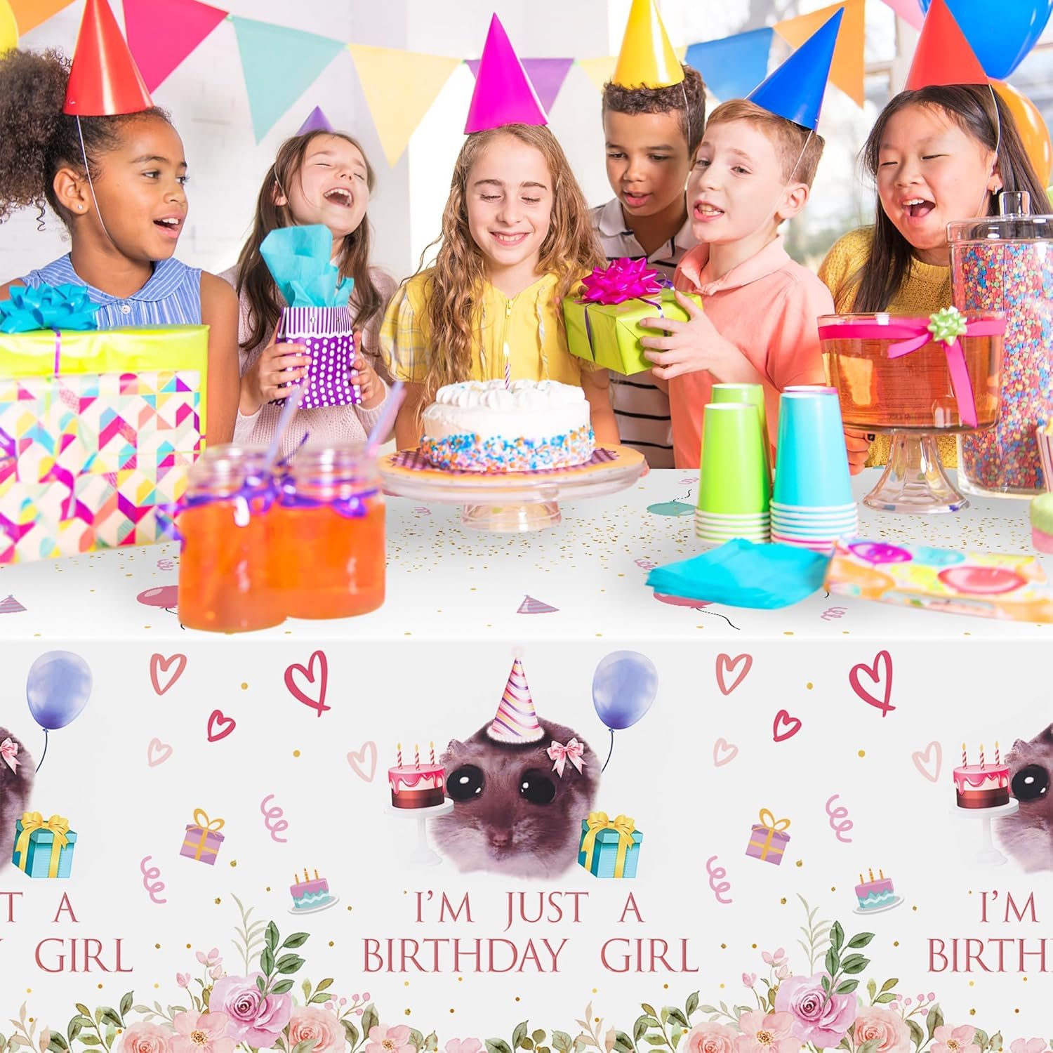Hamster Party Tablecloths - 3Pcs Cute Birthday Decorations for Kids