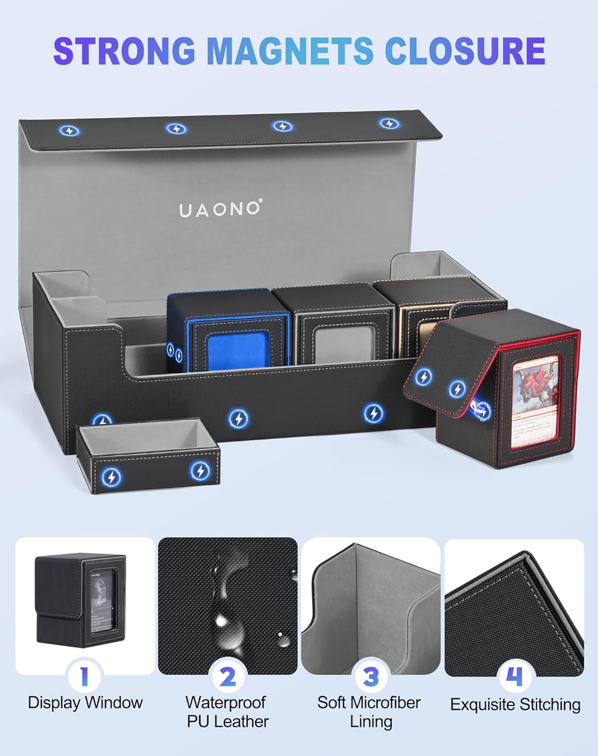 UAONO 5 in 1 Card Deck Case with Storage Boxes