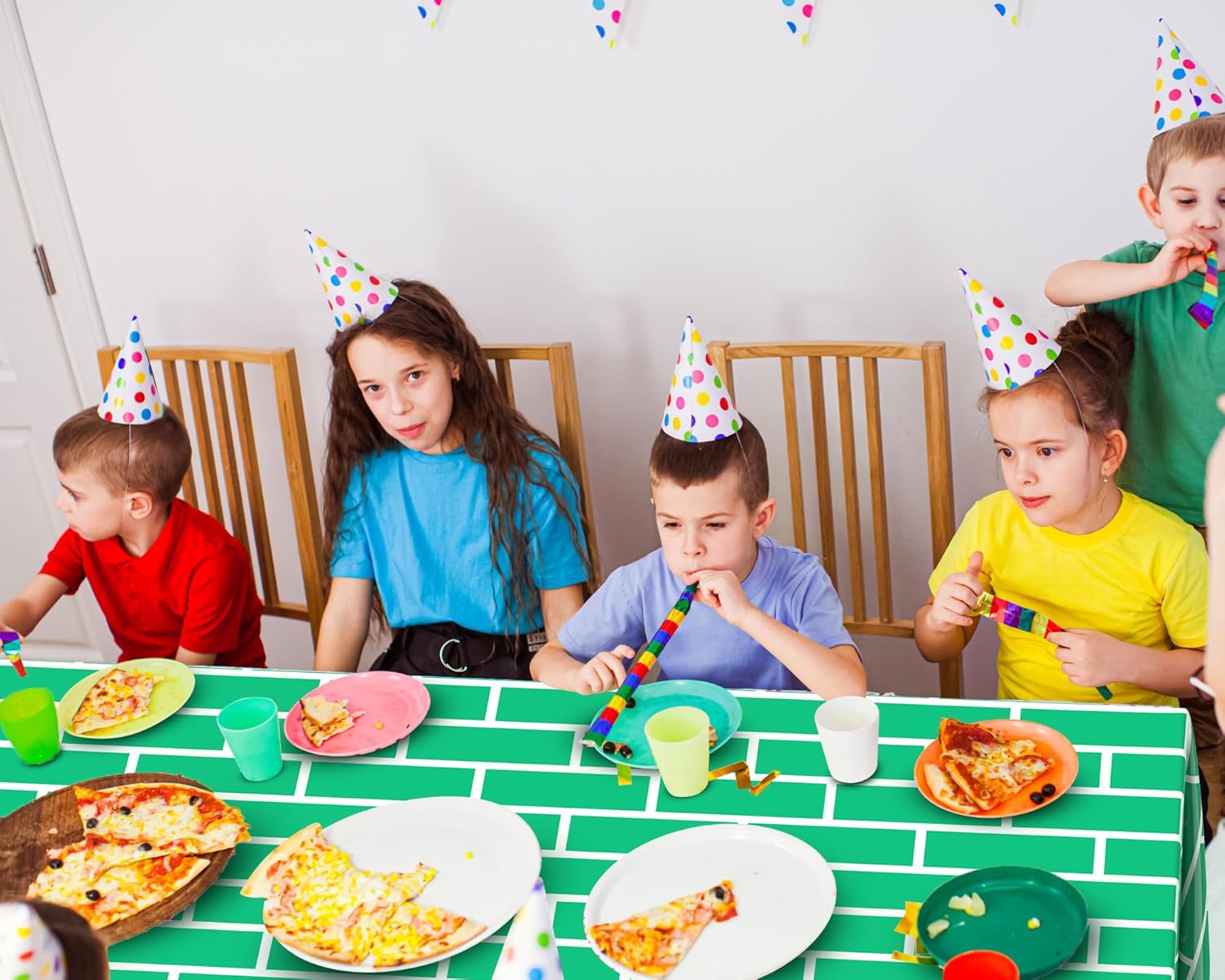 Oudain 4pcs 54x108 Inch Building Block Tablecloths for Kids Birthday Party