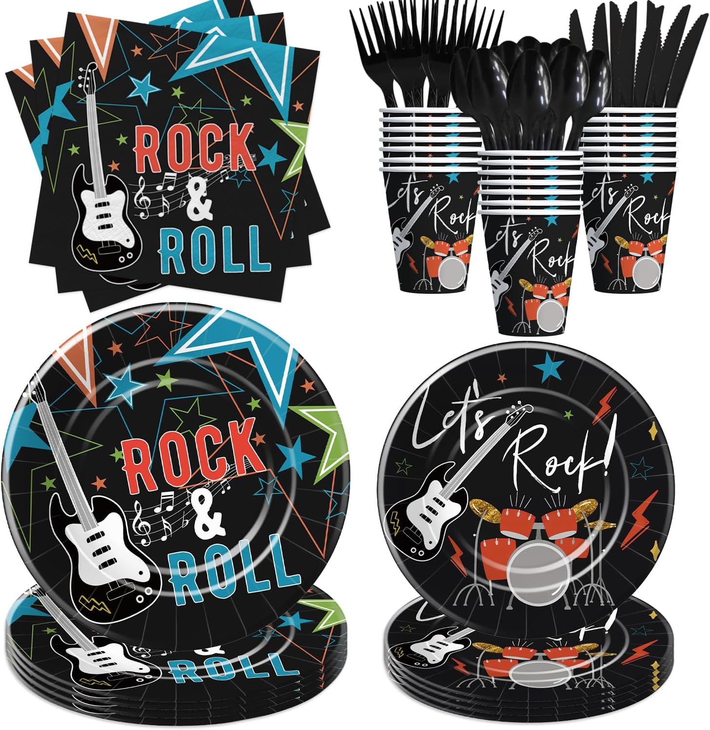 Rock And Roll Party Tableware Set for 24 Guests