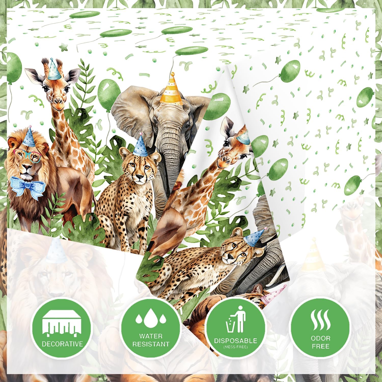 Mpanwen Safari Animal Tablecloth - 3 Pack 54 x 108 Inches